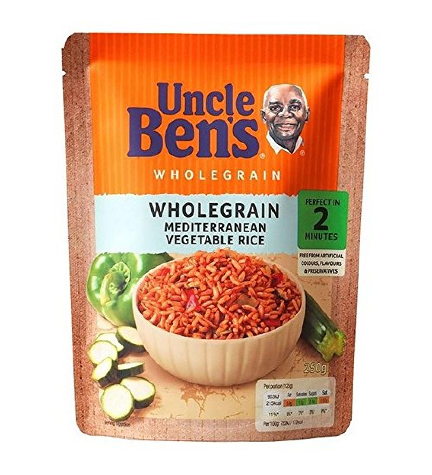 UNCLE BEN'S Uncle's Microwaveable Whole Grain Vegetable Rice 250g (Pack of 4)