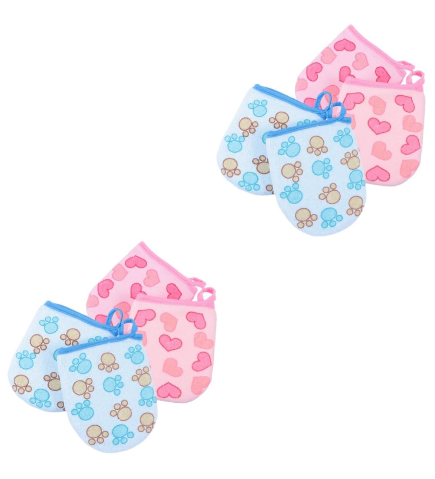 4 Pairs Kids Bath Gloves | Exfoliating Mitts for Girls | Compact Shower & Bath Skincare Tool | Baby Cotton Cleaning Towel - Buy Online on GoSupps.com