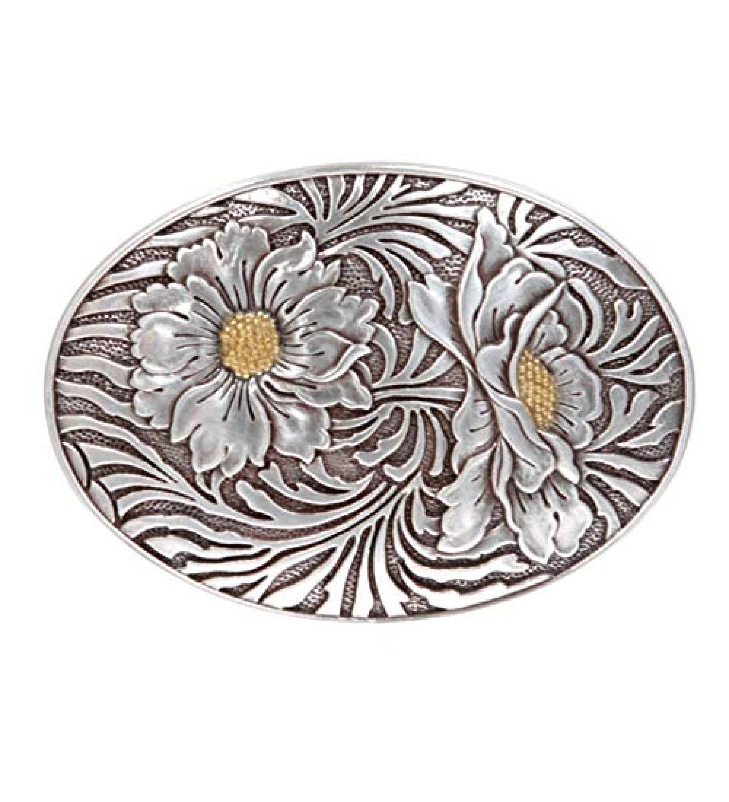 Oval Sunflower Engraving Belt Buckle