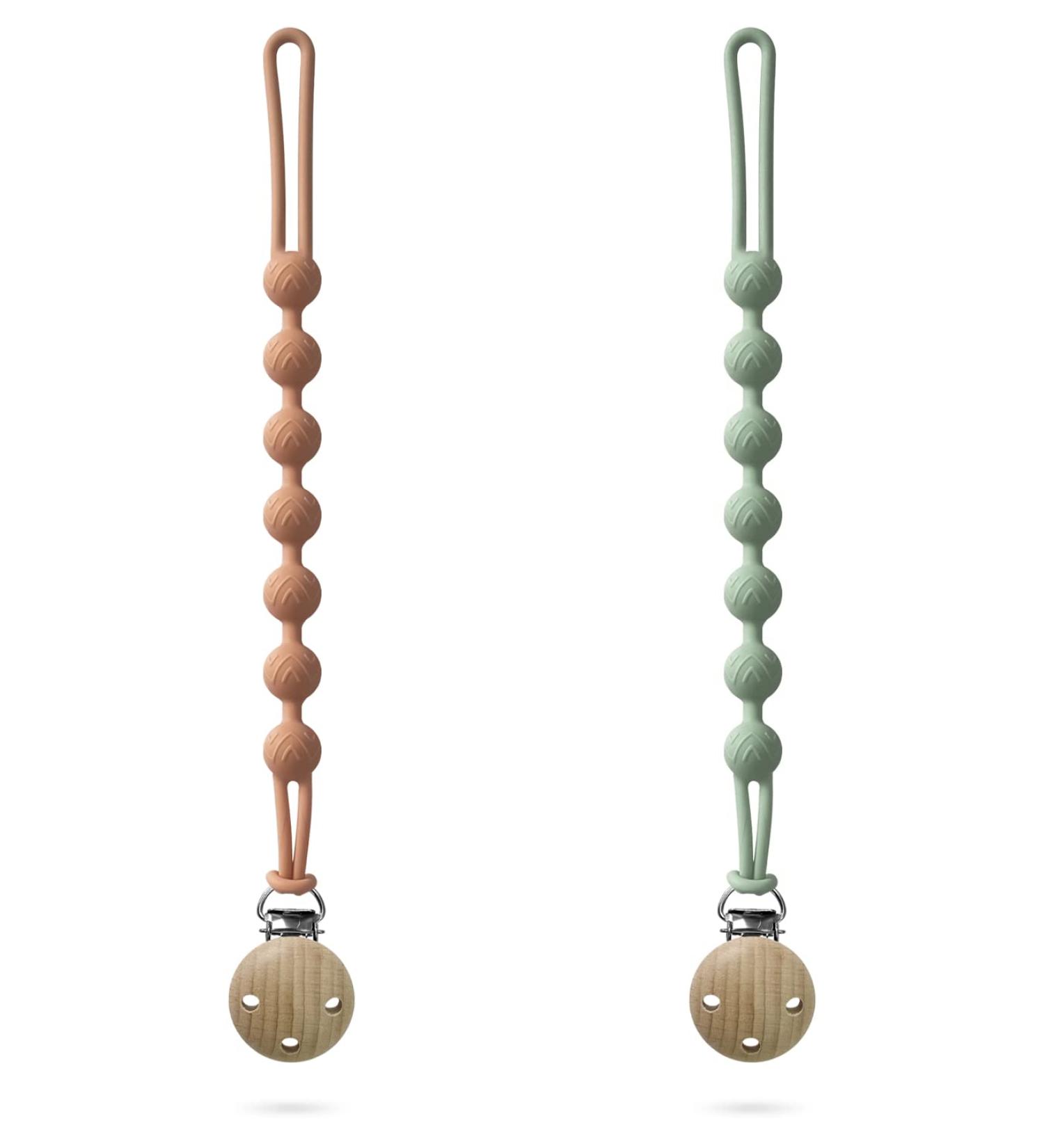 Geiomoo Silicone Pacifier Strap - Baby Shower Pacifier Clips Holder (2 Pack) | Safe & Stylish Baby Gift - Buy Online on GoSupps.com