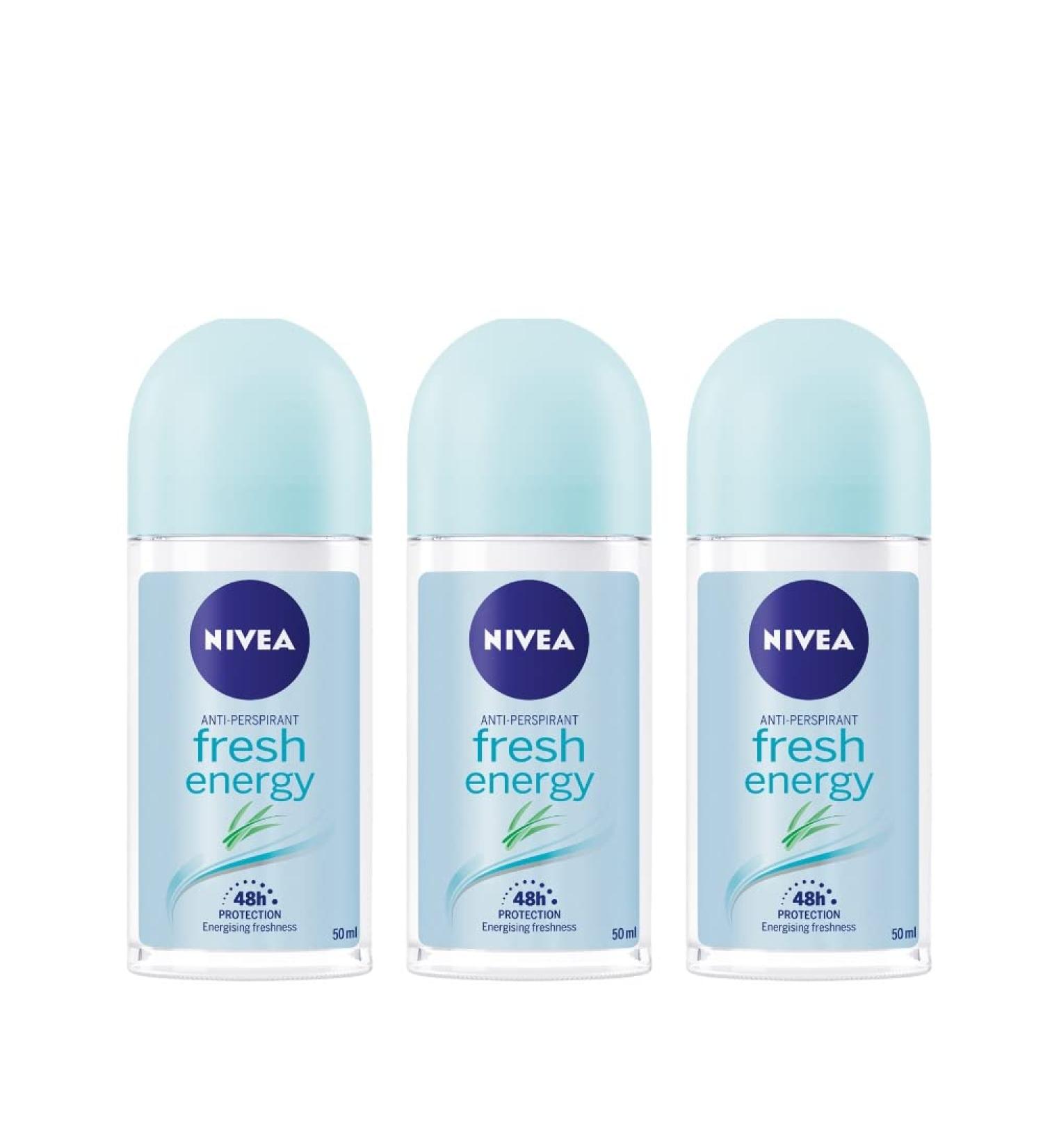 Nivea Deo Roll on 50ml. (Pack of 3) (Energy Fresh) 1.7 Fl Oz (Pack of 3) Fresh - Buy Online on GoSupps.com