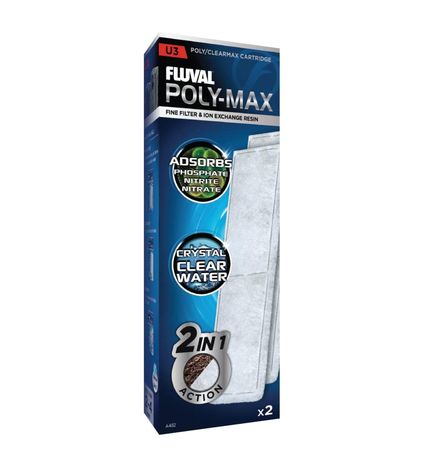 Fluval Clearmax Filter insert with premium resin to absorb phosphate nitrite and nitrate for fluval internal filter U3 2 pack white U3 2 pack