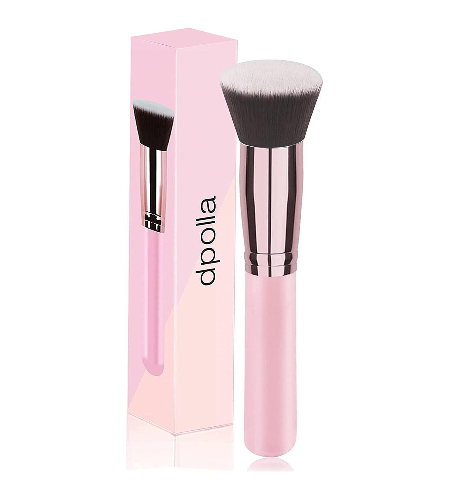 POLLA Flat Top Kabuki Foundation Brush - Premium Pink Makeup Brush for Liquid, Cream, and Powder Cosmetics - Buy Online on GoSupps.com
