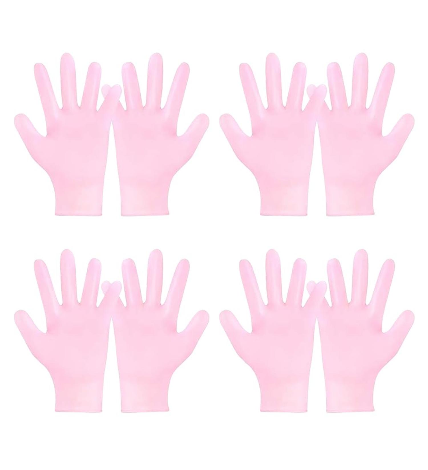 Kexpery 4 Pairs Hands Peeling Gloves Anti-Slip Silicone Hands Protective Gloves Preventing Dryness Dead Skin Remove Gloves for Dry Hands (Pink) - Buy Online on GoSupps.com