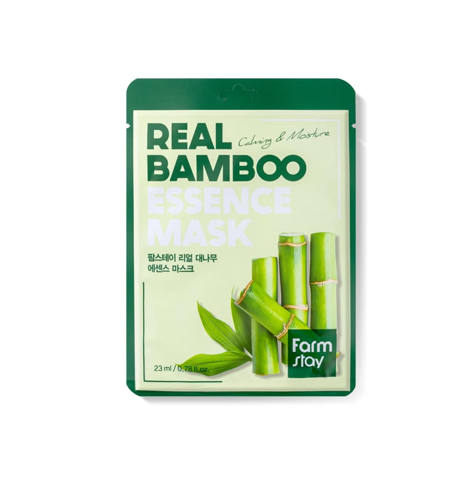 Buy FARMSTAY Real Essence Mask (10 Sheets) - Bamboo | Best Korean Skin Care Sheet Masks for Glowing Skin - Buy Online on GoSupps.com