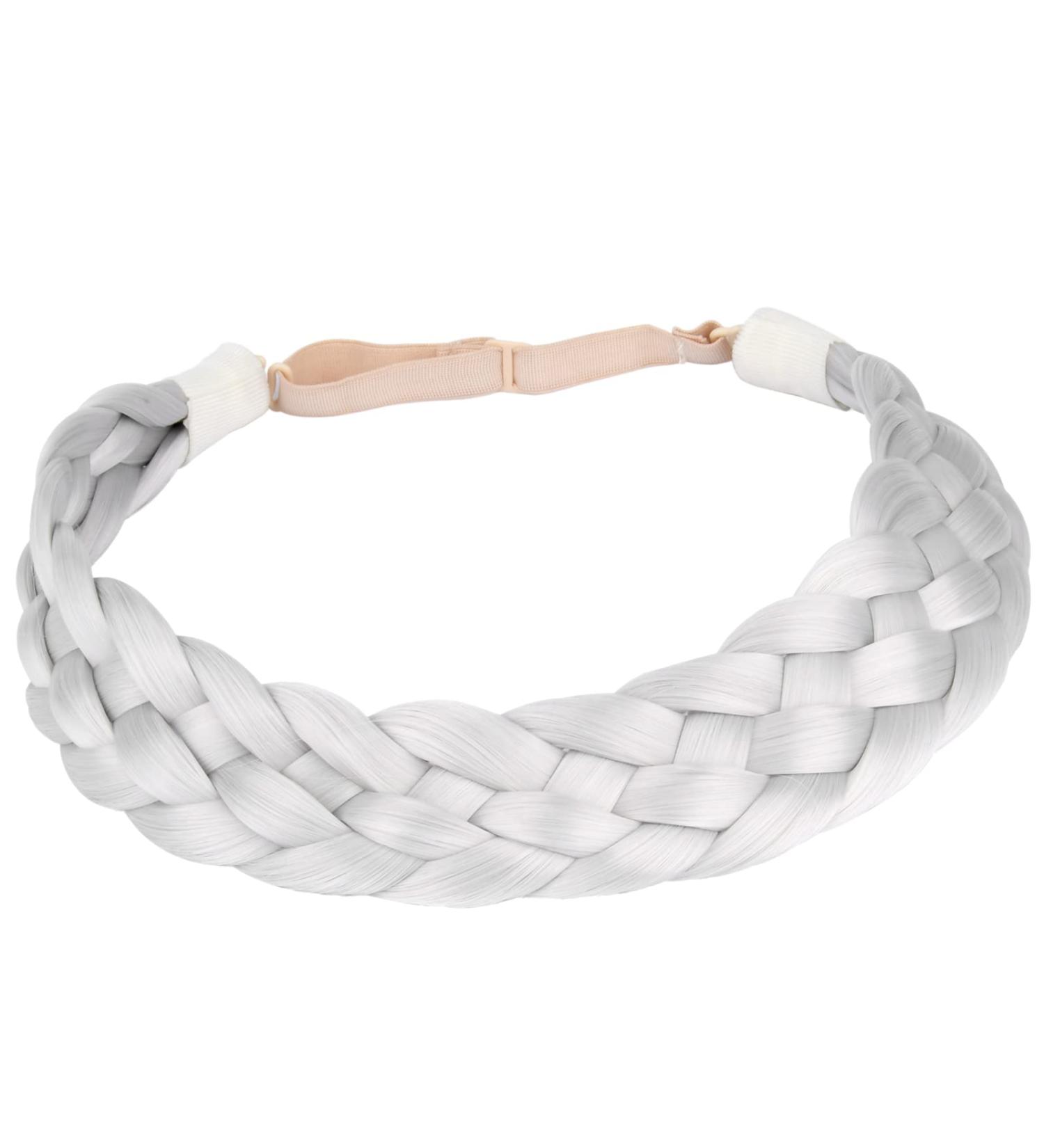 BOBIYA 5 Strand Synthetic Hair Braided Headband Classic Chunky Wide Plaited Braids Elastic Stretch Hairpiece for Women Girl (Light Gray) - Buy Online on GoSupps.com