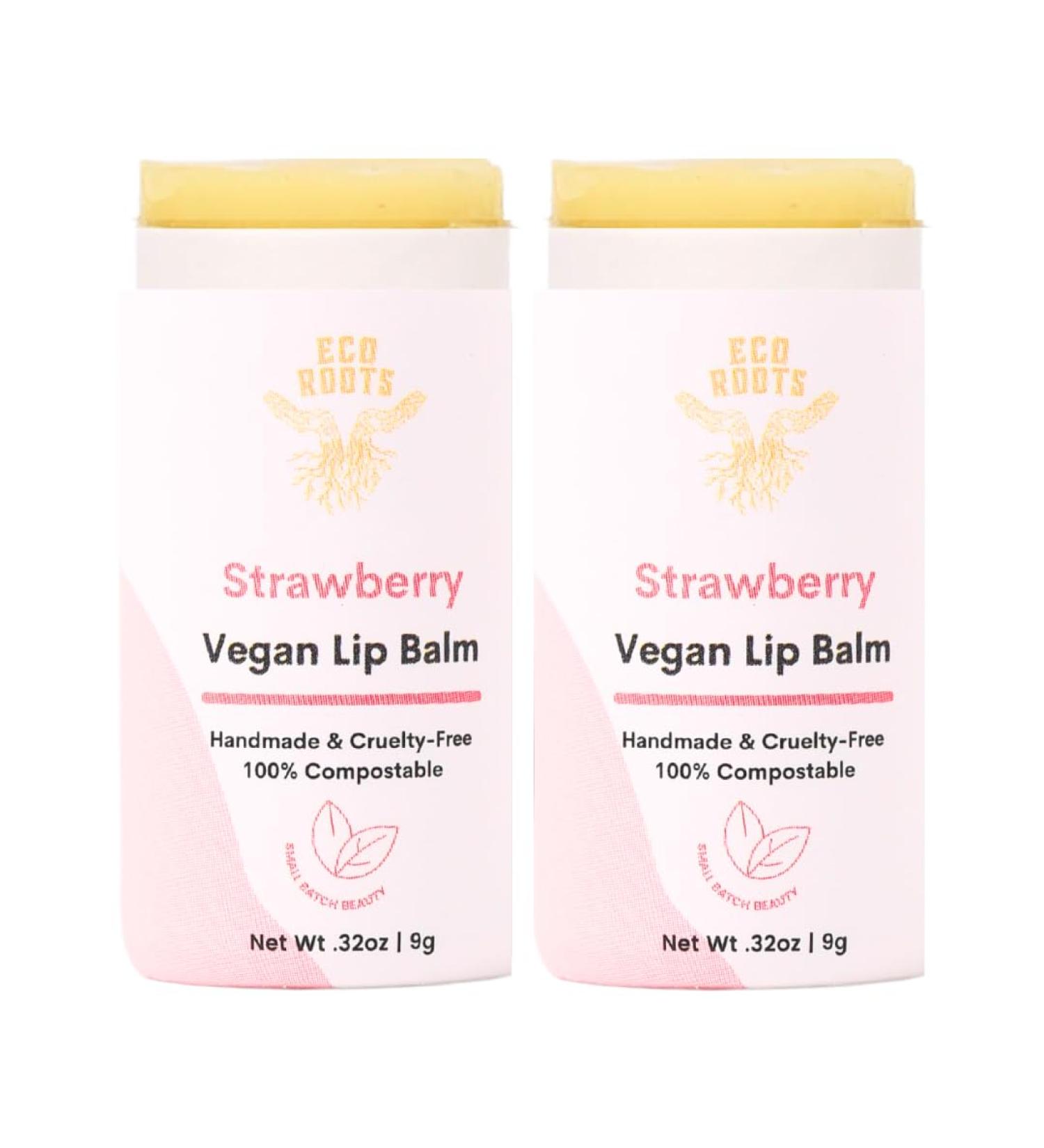Buy Vegan Strawberry Scented Lip Balm 2 Pack | Organic Cruelty-Free Eco-Friendly - Artfully Crafted in the USA - Buy Online on GoSupps.com