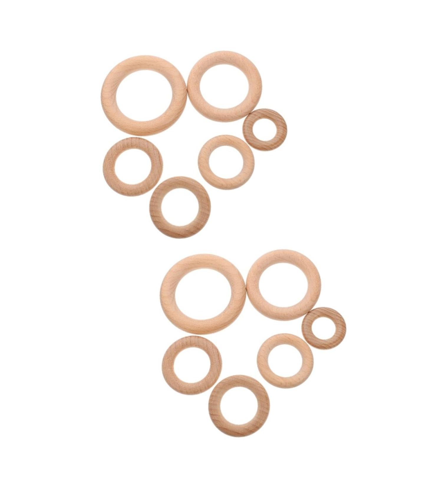 Ibasenice 12 PC Wooden Rings - Unfinished Beech Accessories for Babies | Safe Molar Bite Rings & Newborn Gifts - Ideal for DIY Wooden Toys - Buy Online on GoSupps.com