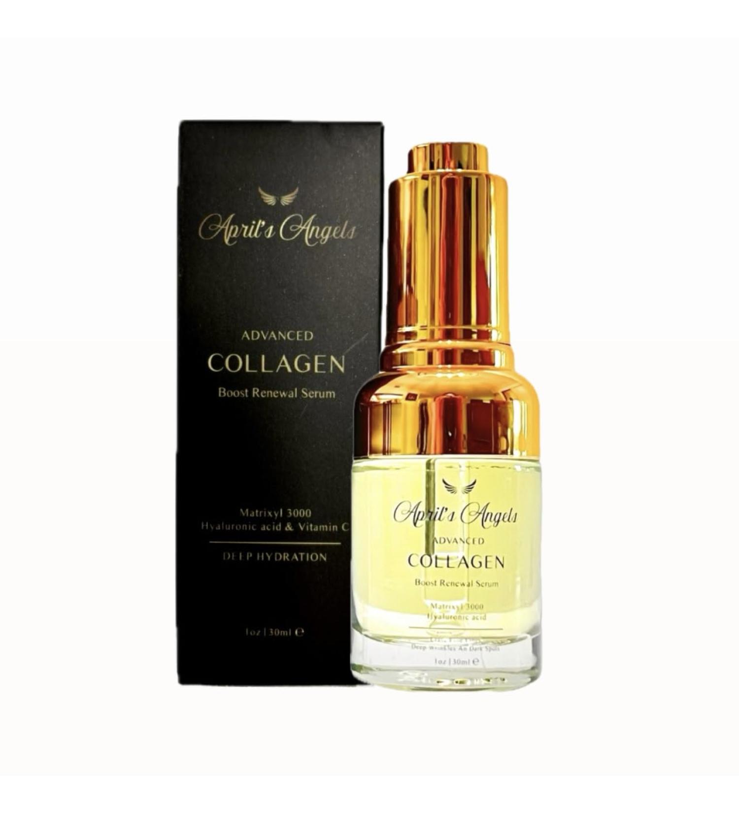 April's Angels Advanced Collagen Boost Renewal Serum. Formulated with Hyaluronic Acid and Vitamin C for Deep Hydration 1 fl oz - Buy Online on GoSupps.com