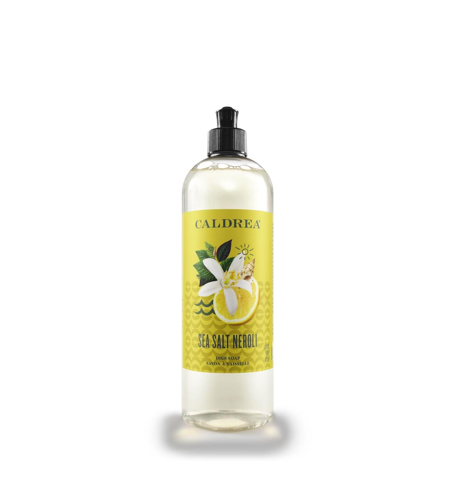 Caldrea Dish Soap - Biodegradable Dishwashing Liquid with Soap Bark & Aloe Vera | Sea Salt Neroli 16 oz | Eco-Friendly Cleaning for Your Kitchen - Buy Online on GoSupps.com