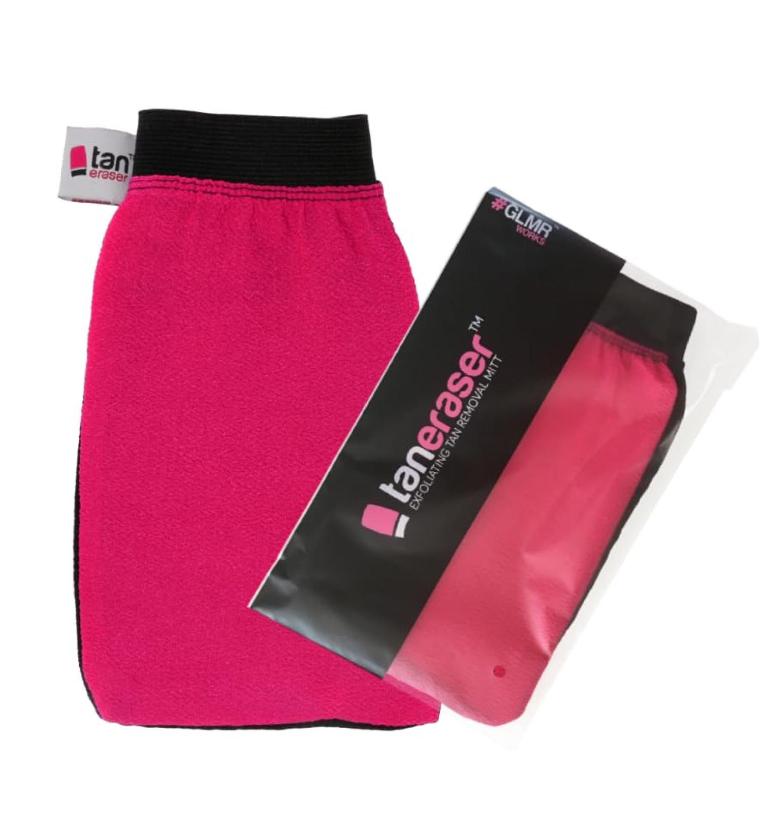 Tan Eraser Exfoliating Fake Tan Remover Mitt/Glove - Pink & Black | Easily Removes Spray Or Self Tanning Products - Buy Online on GoSupps.com