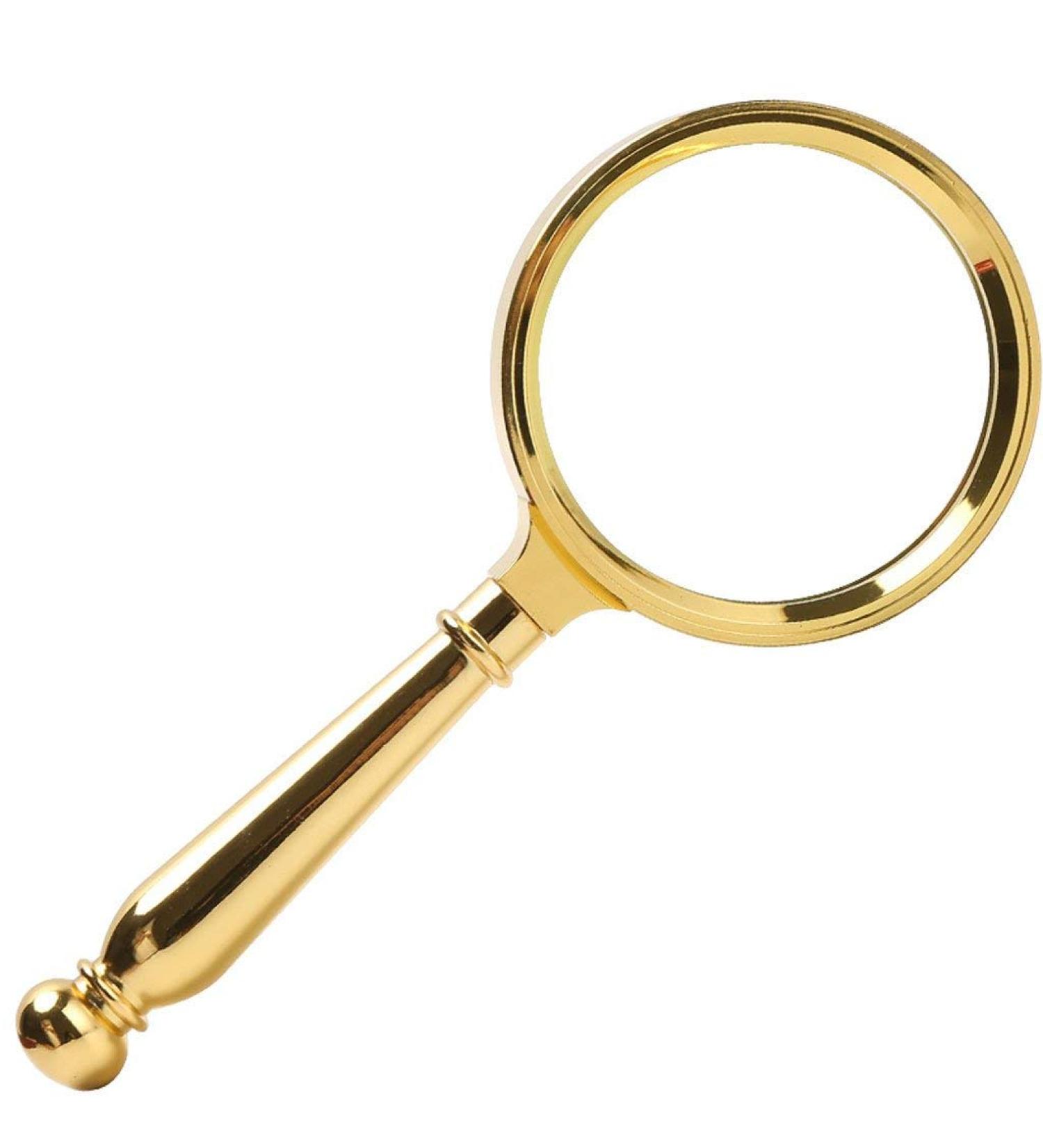 Handheld Magnifying Glass 10 Times Full Metal Gold Bronze Old Man Reading HD Optical Glass Magnifying Glass Length 18.5cm Good Times - Buy Online on GoSupps.com