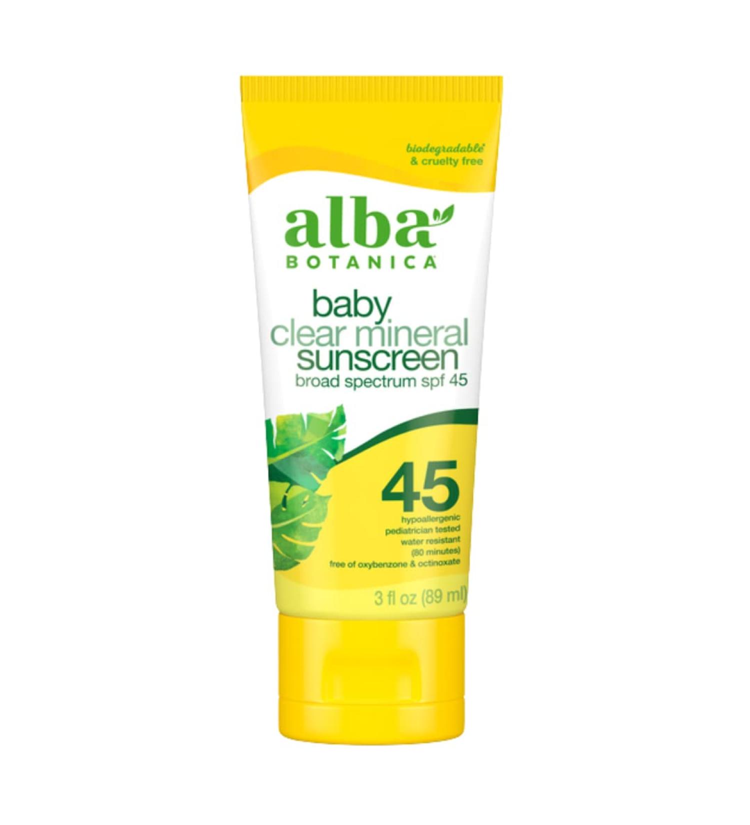 Alba Botanica Baby Sunscreen SPF 45 Sheer Mineral Lotion 3 fl. oz. - Water Resistant, Fragrance-Free - Pack of 1 - Buy Online on GoSupps.com
