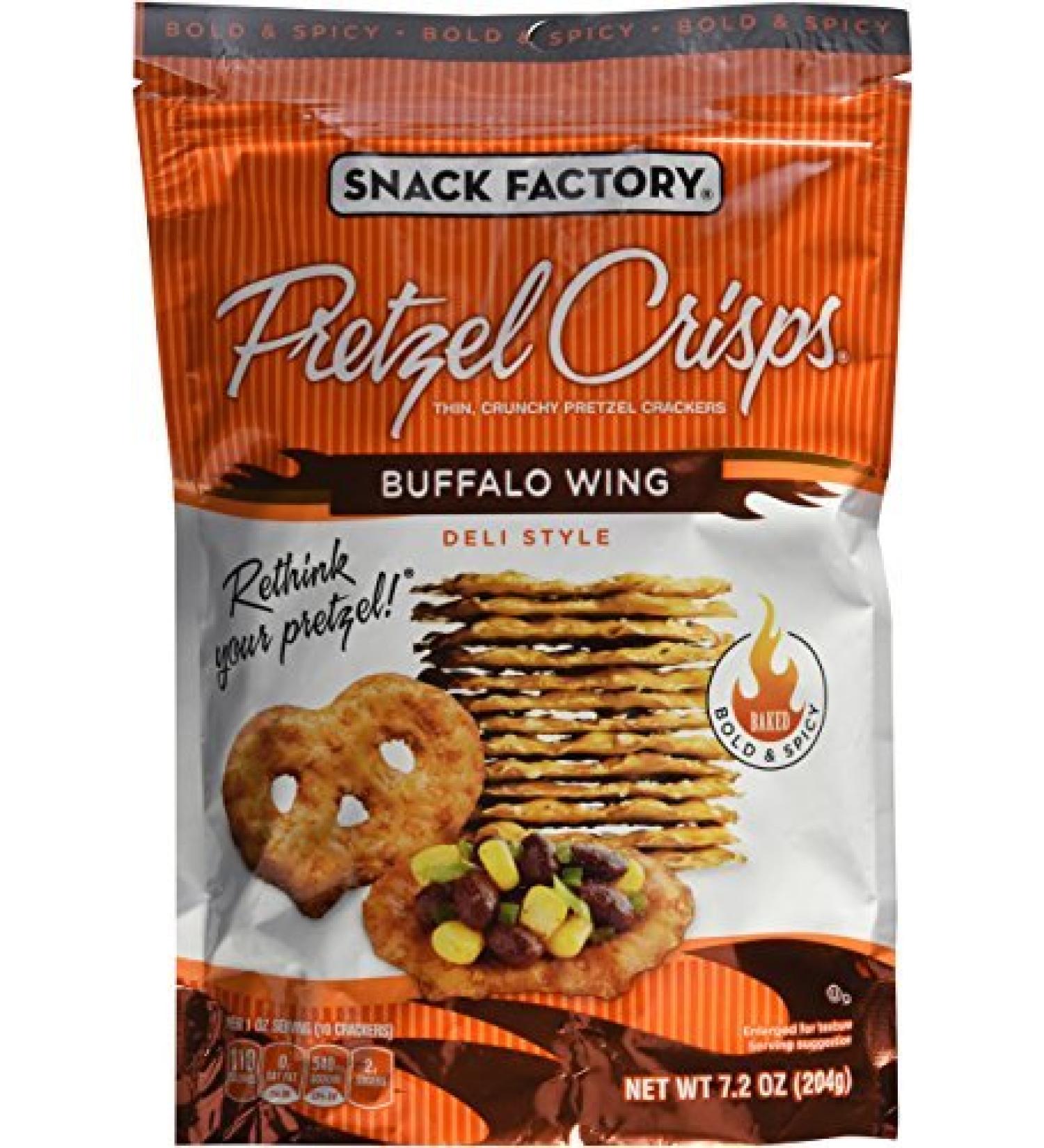 Snack Factory, Pretzel Crisps, Buffalo Wing, 7.2oz Pouch (Pack of 4) by Pretzel Crisps