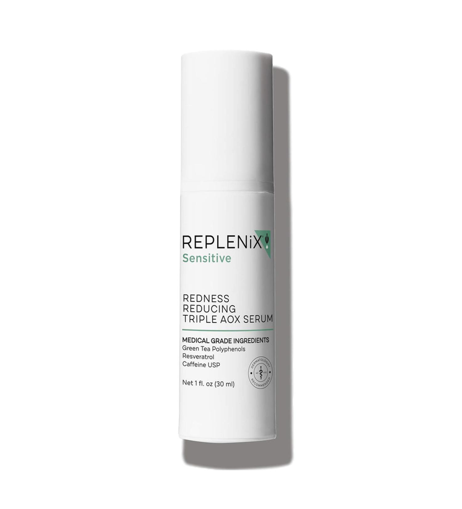 Replenix Redness Reducing Triple AOX Serum Hydrating Medical-Grade Antioxidant Facial Treatment with Soothing Green Tea for Sensitive Skin (1 fl. oz) - Buy Online on GoSupps.com