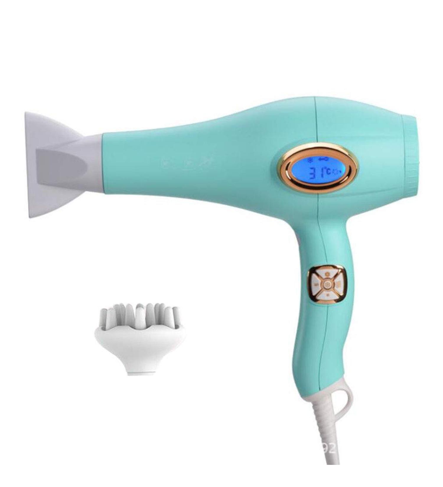 Hair Dryer Professional Ionic Hairdryer 2200W Salon Fast Blow Dryers LED Display 3 Heat 2 Speed Settings and Cool Shot Button Low Noise DC Motor with Diffusers and Nozzle for Home and Salon Green - Buy Online on GoSupps.com
