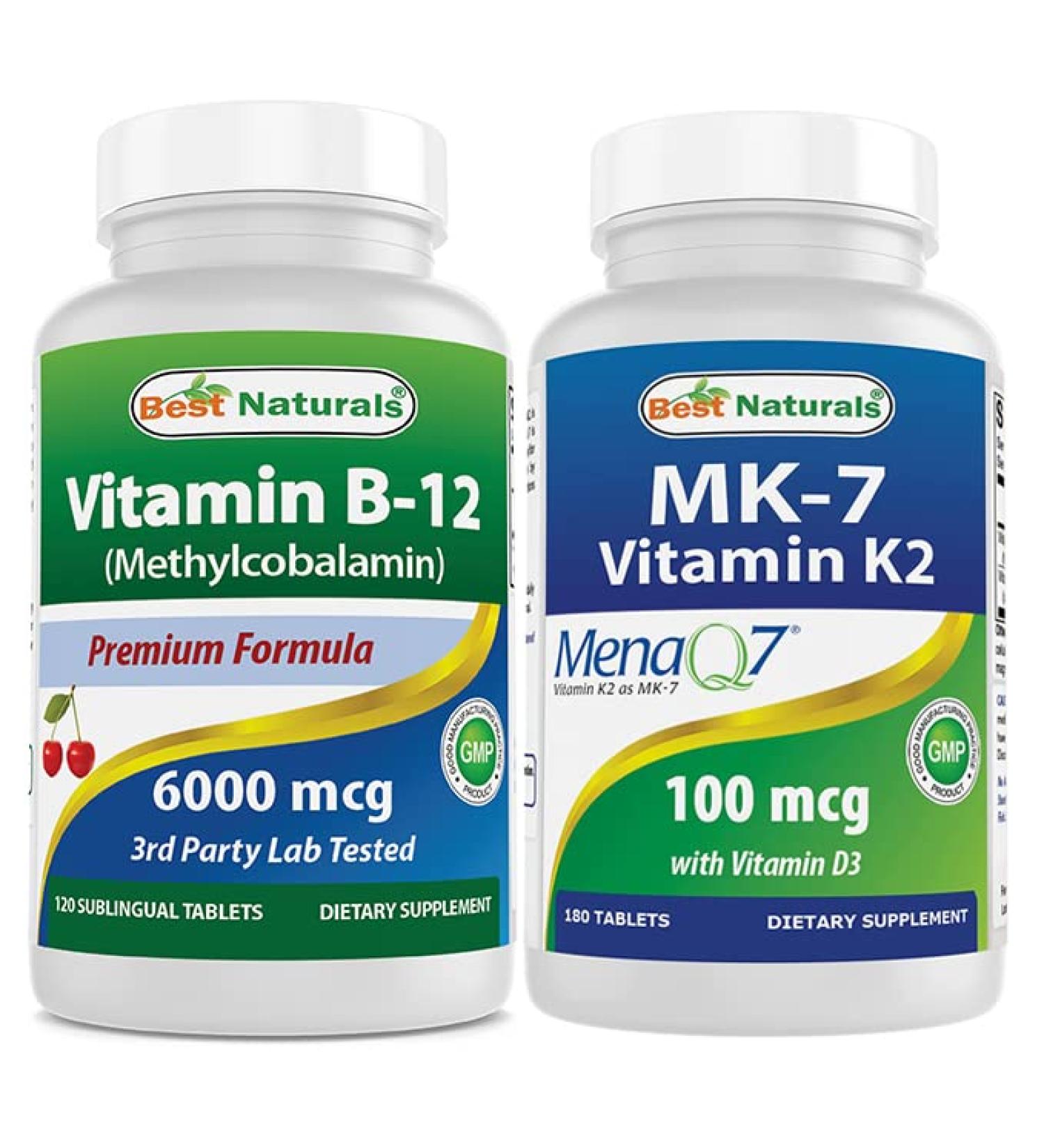 Best Naturals Vitamin B12 6000 mcg & Vitamin K2 (MK7) with D3 - Buy Online on GoSupps.com