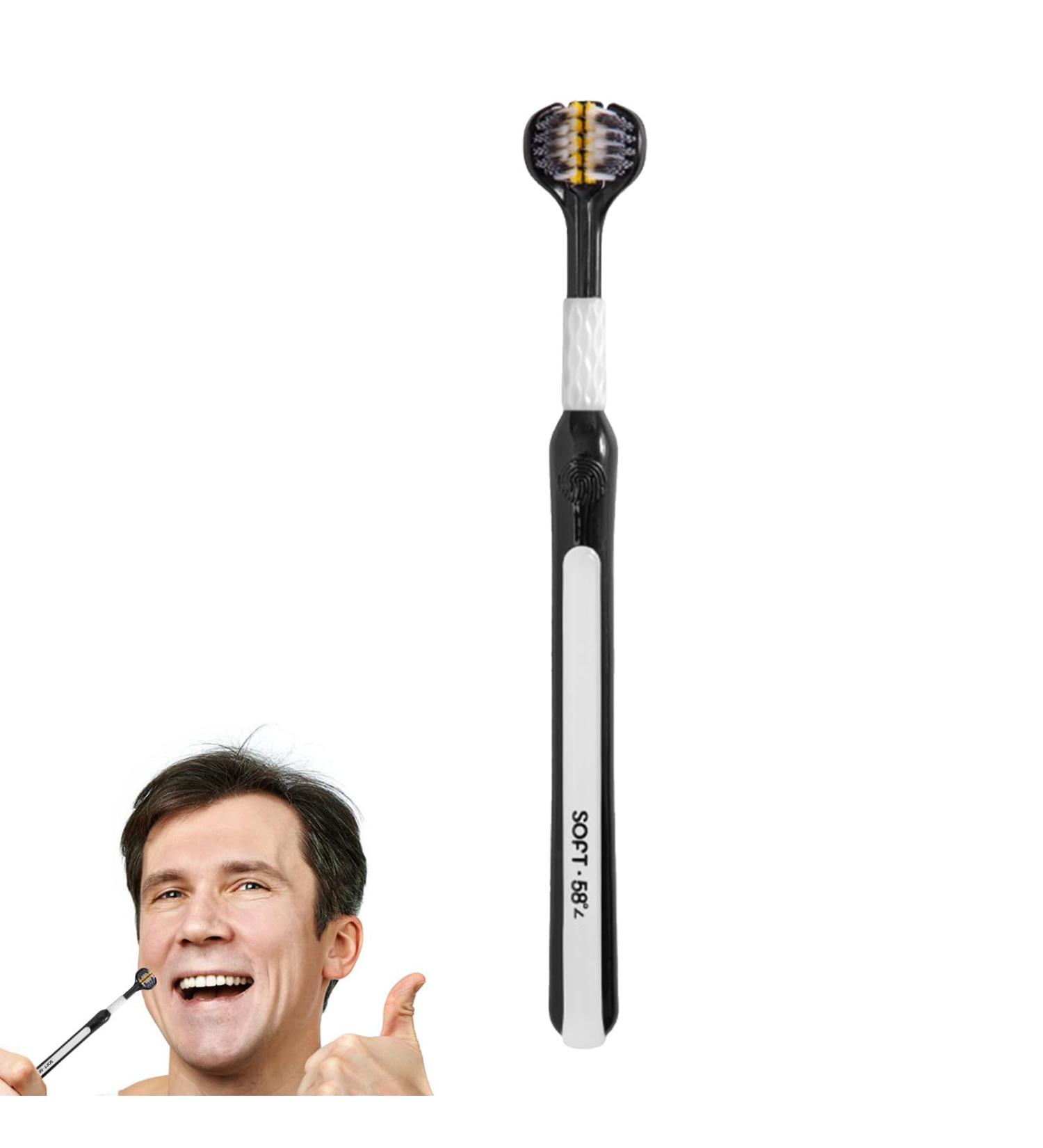 Eastuy Schwarz Three-Sided Toothbrush for Special Needs | Non-Slip Sensory Tooth Cleaner for Family - Soft Bristles for Men & Women - Buy Online on GoSupps.com