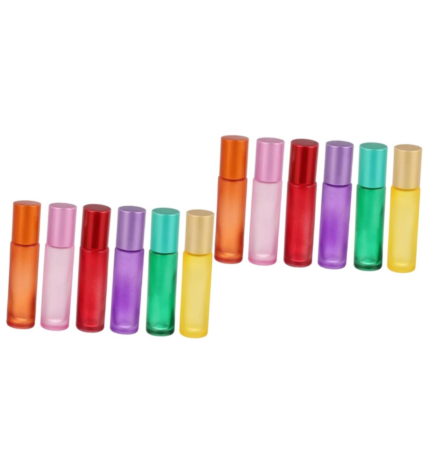 FRCOLOR 12 Pcs Color Roller Bottles - Leakproof Essential Oil & Travel Bottles | Amber Steel Ball Massage | 8.7x2cm - Perfect for Aromatherapy - Buy Online on GoSupps.com