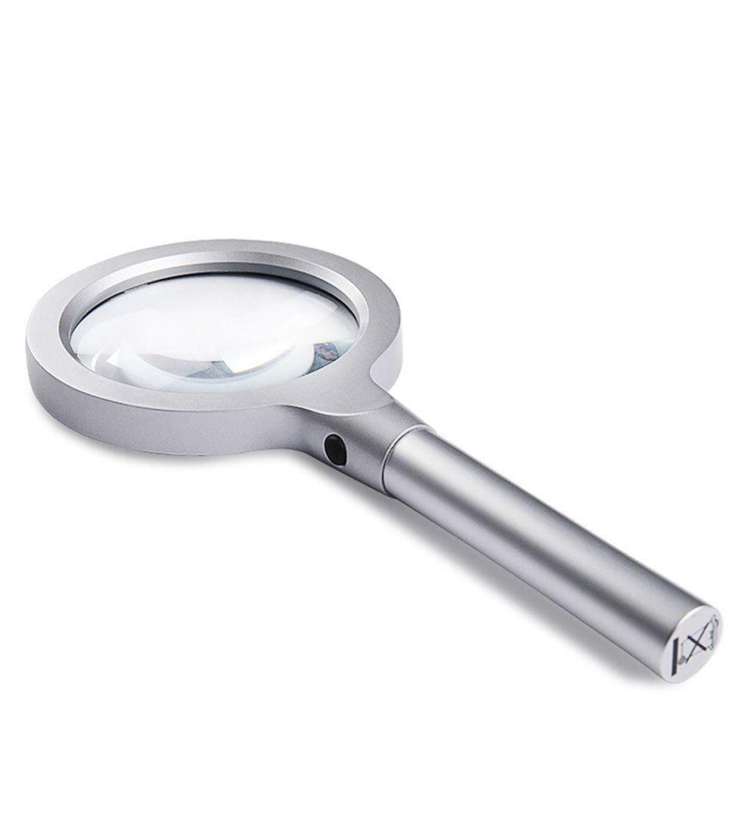 Magnifier Handheld Reading Magnifying Glass 25 Times 55 Times White Lavender Children's Student Reading Jewelry Recognition Anti-Skid Handle
