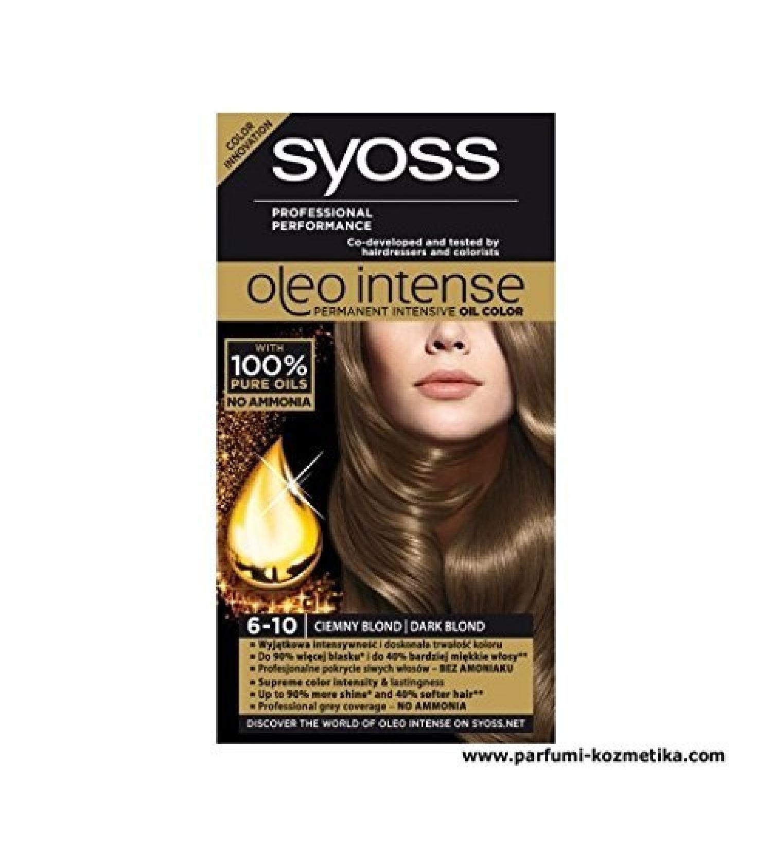 Syoss Oleo Intense Hair Color Dye 100% Pure Oils 0% Amonia 6-10 Dark Blond