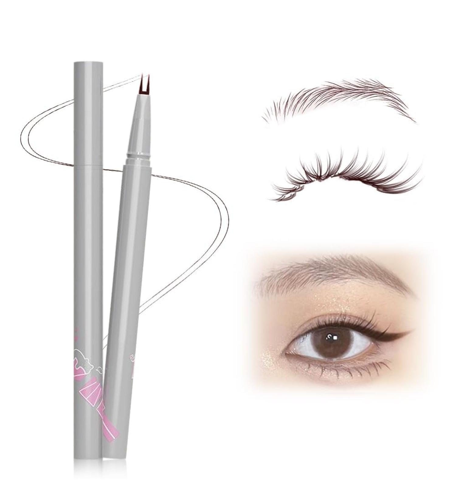Double Tip Lower Eyelash Pencil - 2024 New 3D Waterproof 2 Tip Eyelash Pen Eye Liner Liquid Eyeliner - Dual Pronged Bottom Eyelashes Pen Waterproof Liquid Eyeliner for Natural Eye Makeup (Brown) - Buy Online on GoSupps.com