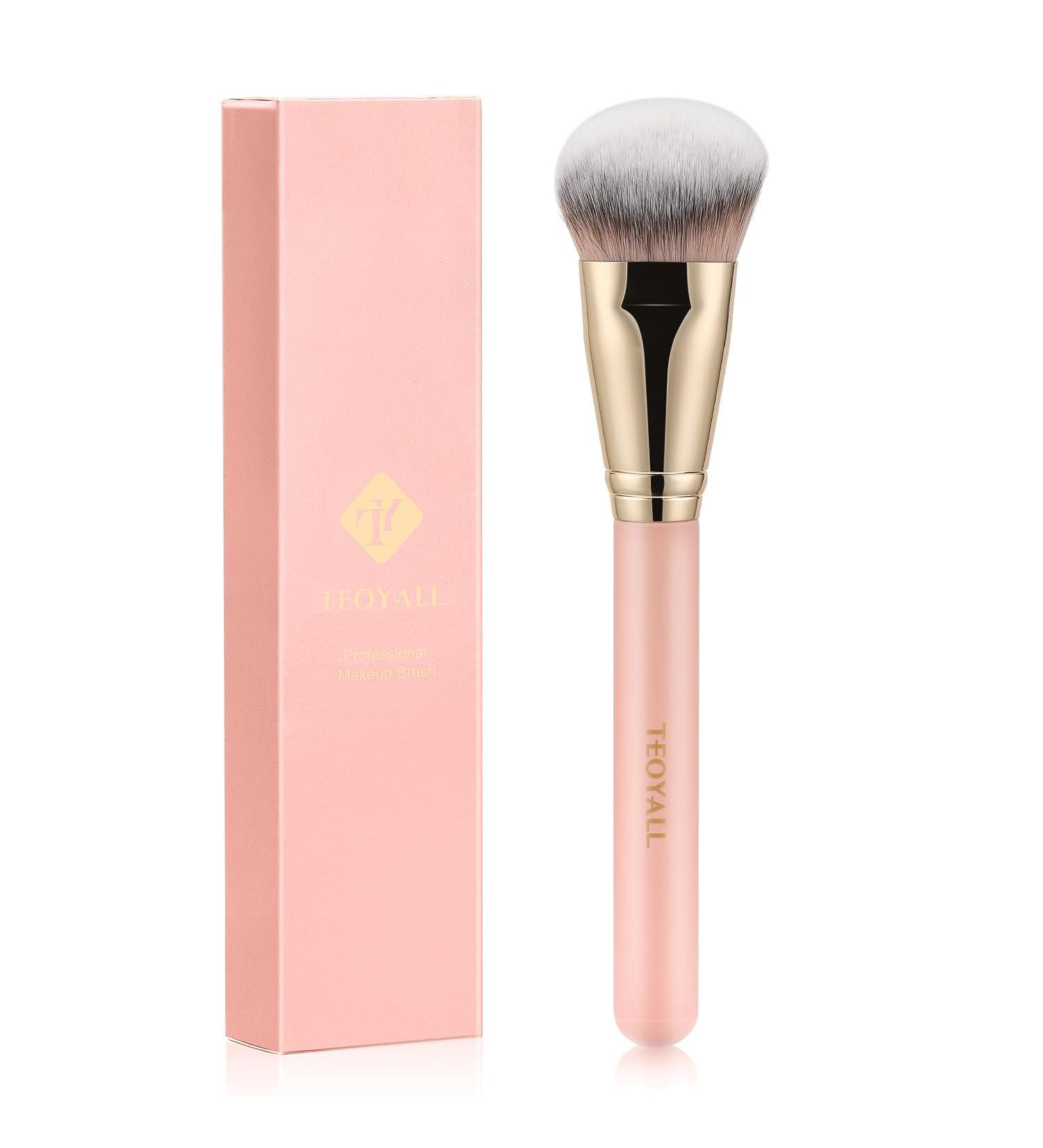 TEOYALL Flat Angled Foundation Brush - Large Dense Synthetic Kabuki Brush for Liquid Cream & Powder Makeup - Pink - Buy Online on GoSupps.com