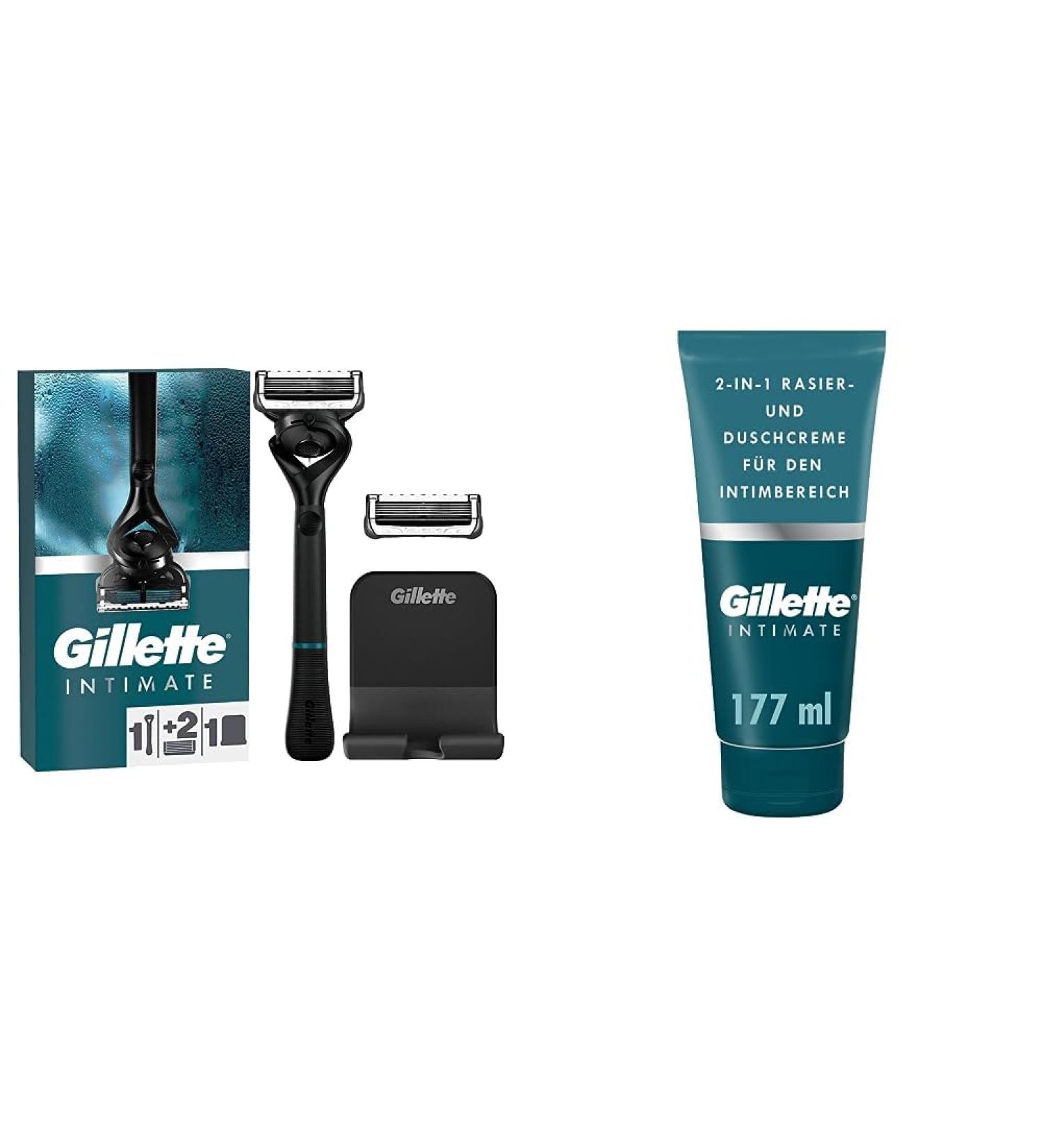 Gillette Intimate Razor & Care Set for Men | 2 Blades & Shaving Bundle | International Shipping Available - Buy Online on GoSupps.com