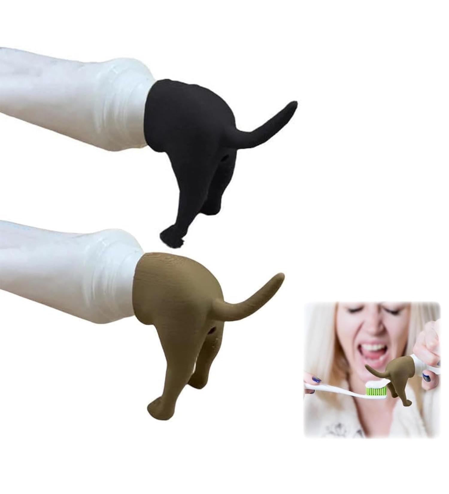 2 Pcs Pooping Dog Butt Toothpaste Topper Prank Toothpaste Caps Toothpaste Dispenser Toothpaste Squeezer Toothpaste Accessory Funny Prank Items for Halloween and Daily - Buy Online on GoSupps.com