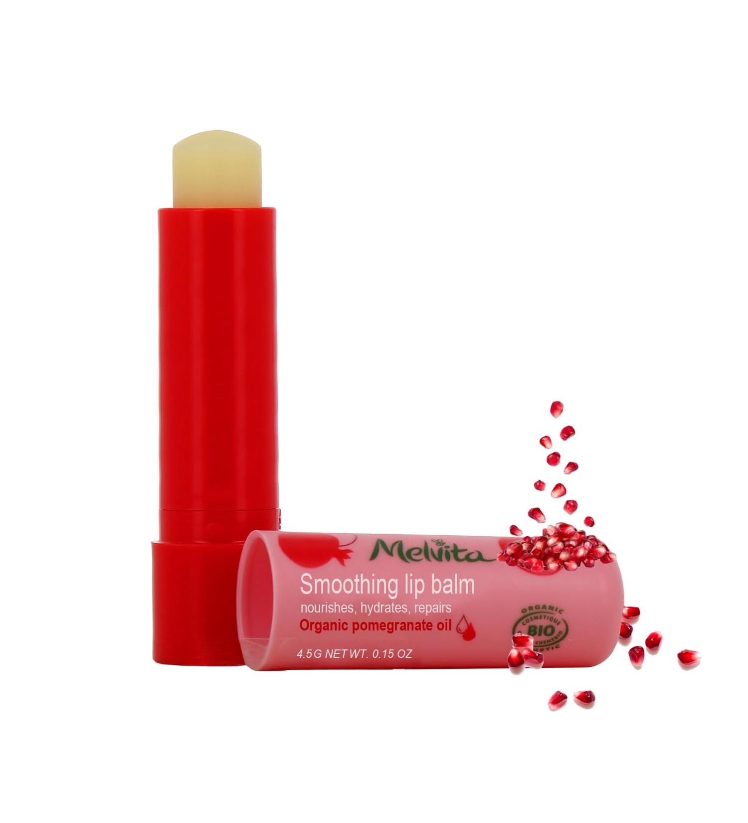 Certified Organic Nourishing Lip Balm #1 Smoothes & Plumps Most Mature Lips and Softens Fine Wrinkles (4.5g Pomegranate)