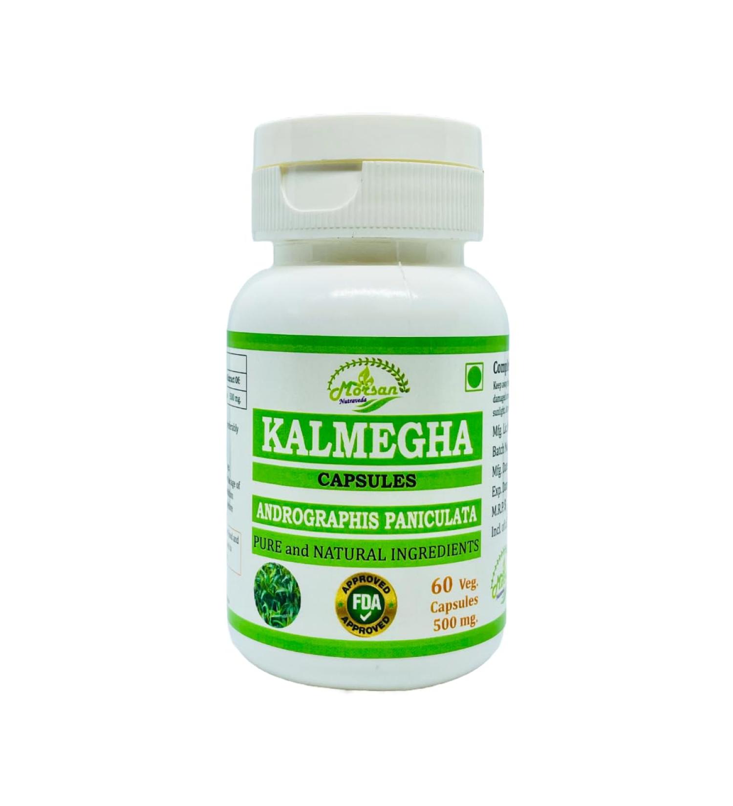 Natural and Pure Herbal Kalmegha (Andrographis Paniculata) Extract Capsules | Highest Potency 100% Natural Product | Pack of 60 x 500 mg. Veg. Capsules (Pack of 1) - Buy Online on GoSupps.com