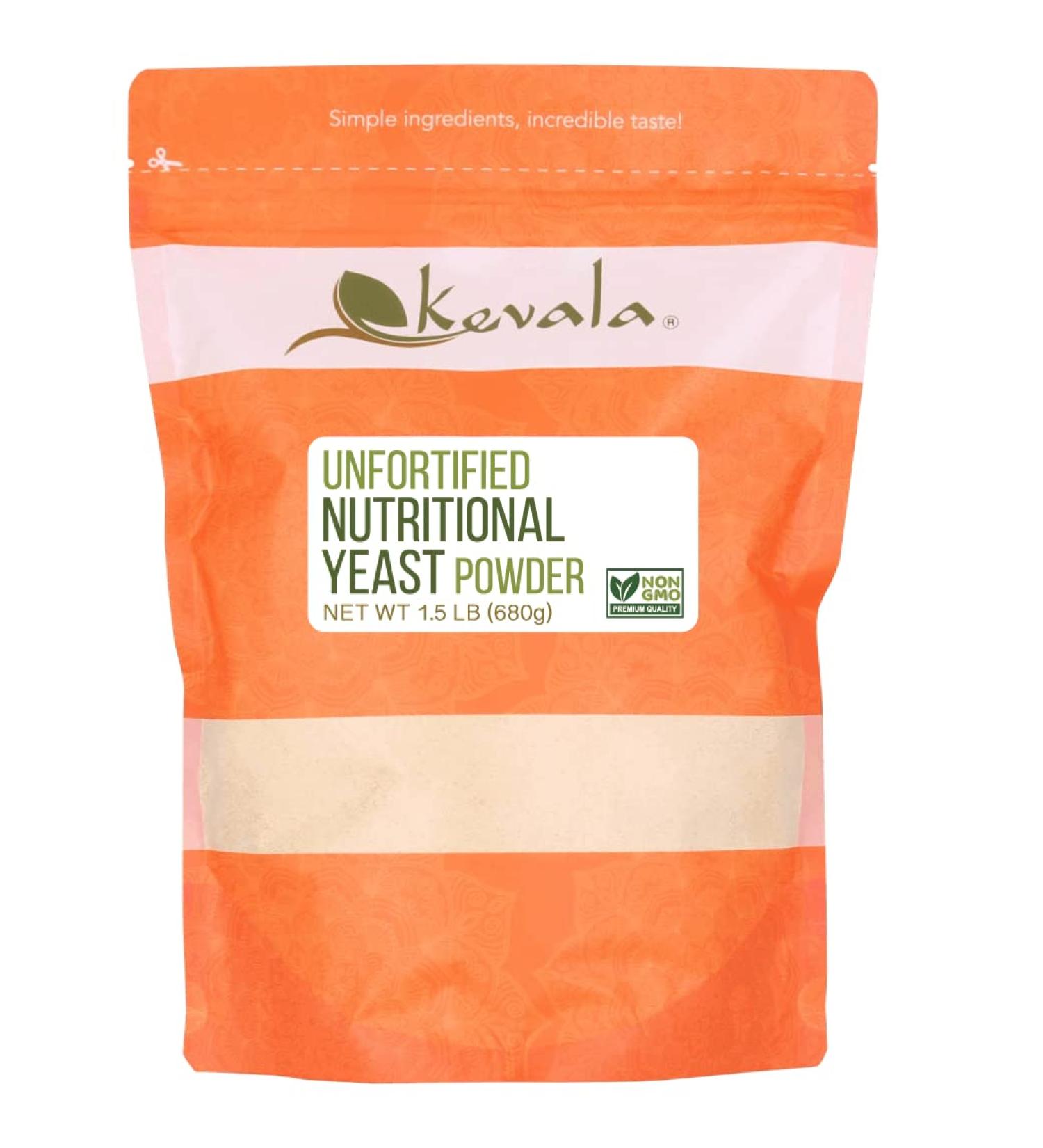 Kevala Unfortified Nutritional Yeast Powder 1.5 lb - Premium Quality Vegan Superfood - Buy Online on GoSupps.com