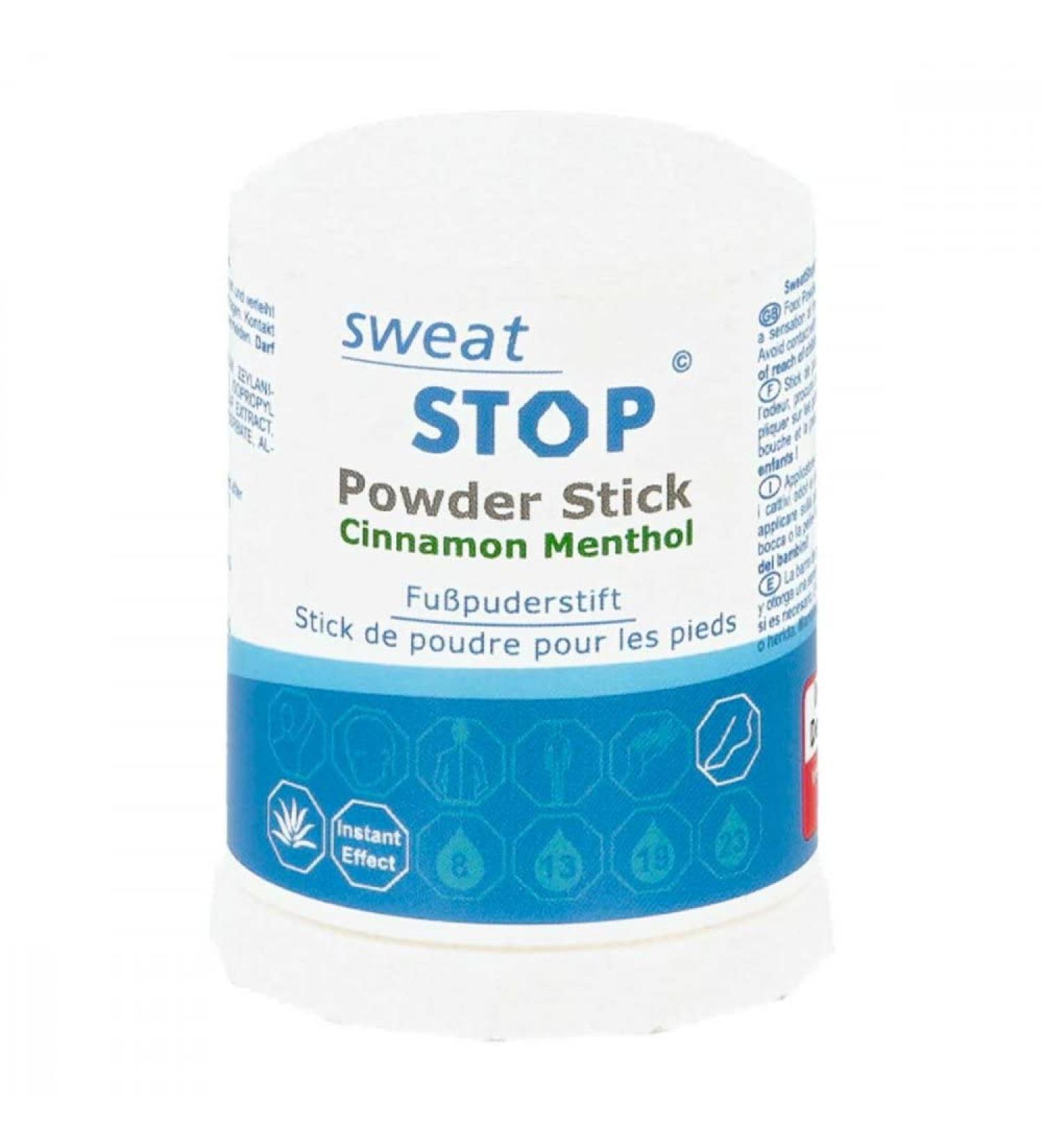 Sweatstop Powder Stick - 60g Foot Powder with Cinnamon & Menthol | Effective Antiperspirant for Dry Feet & Odor Control | Skin-Colored Design - Buy Online on GoSupps.com