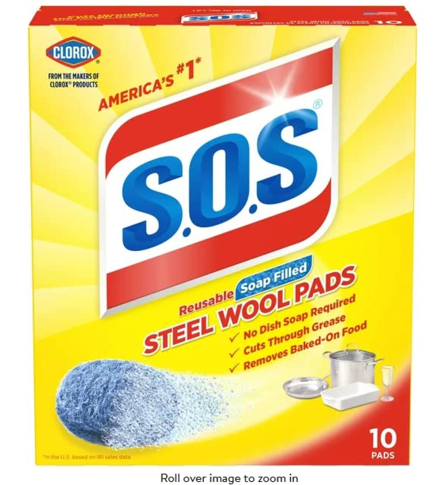 10002  Steel Wool Soap Pads  10 Ct (1-Pack) 1 Pack