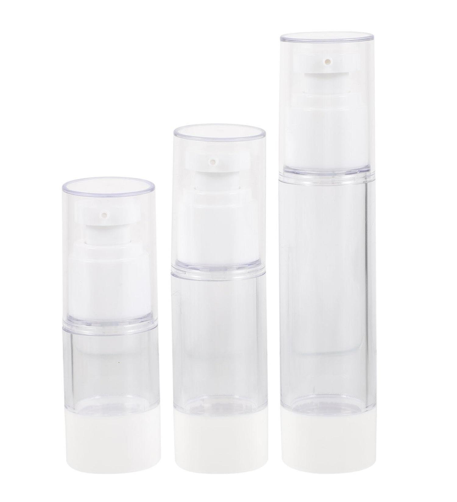 Lurrose 3PCS 15/30/50ml Airless Pump Bottles Press Pump Cosmetics Container Essence Cleanser Emulsion Storage Dispenser for Travel White - Buy Online on GoSupps.com