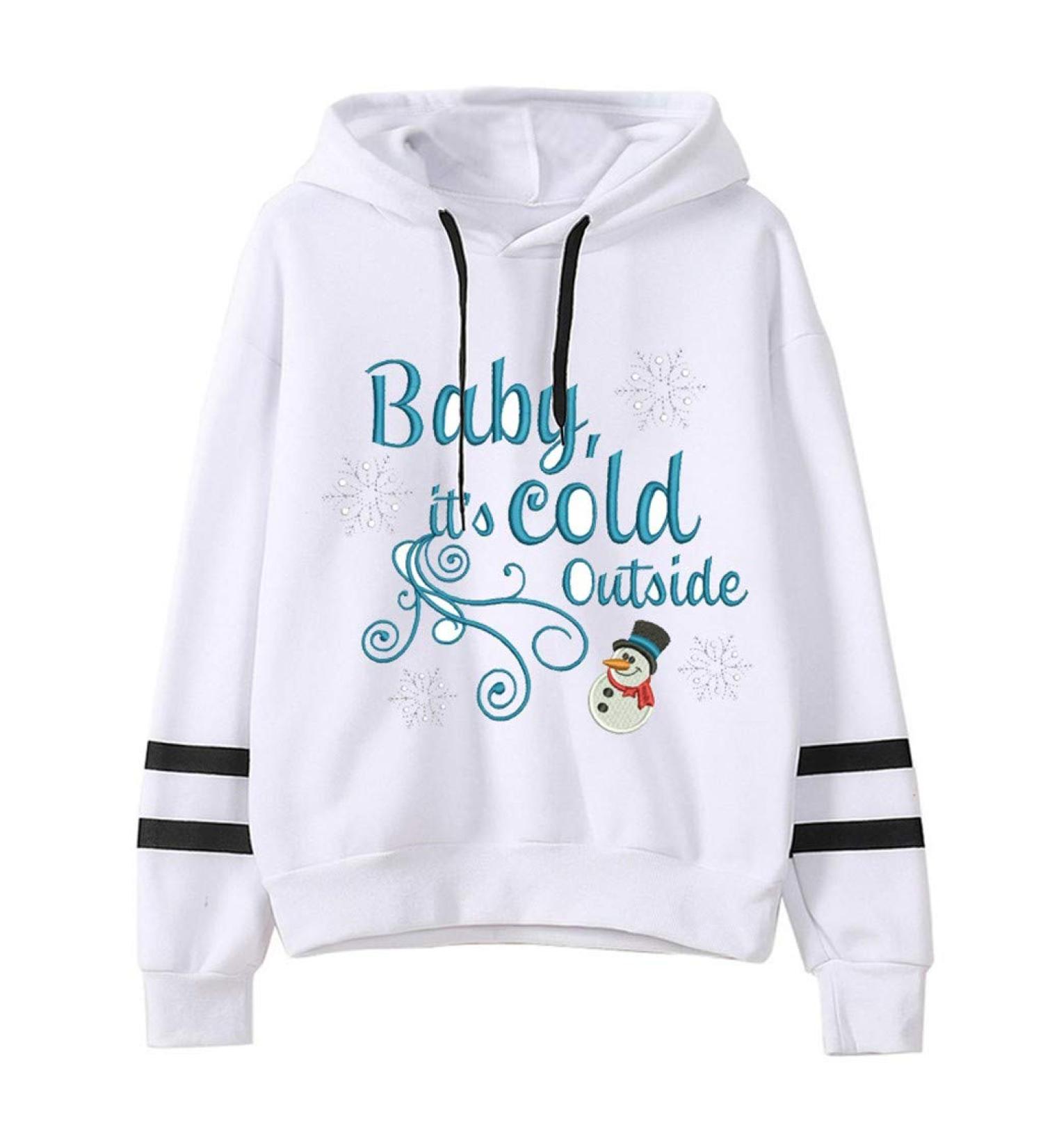 Bigfanshu Womans Tops Fashion Casual Christmas Loose Long Sleeve Striped Print Sweatshirt White - Buy Online on GoSupps.com