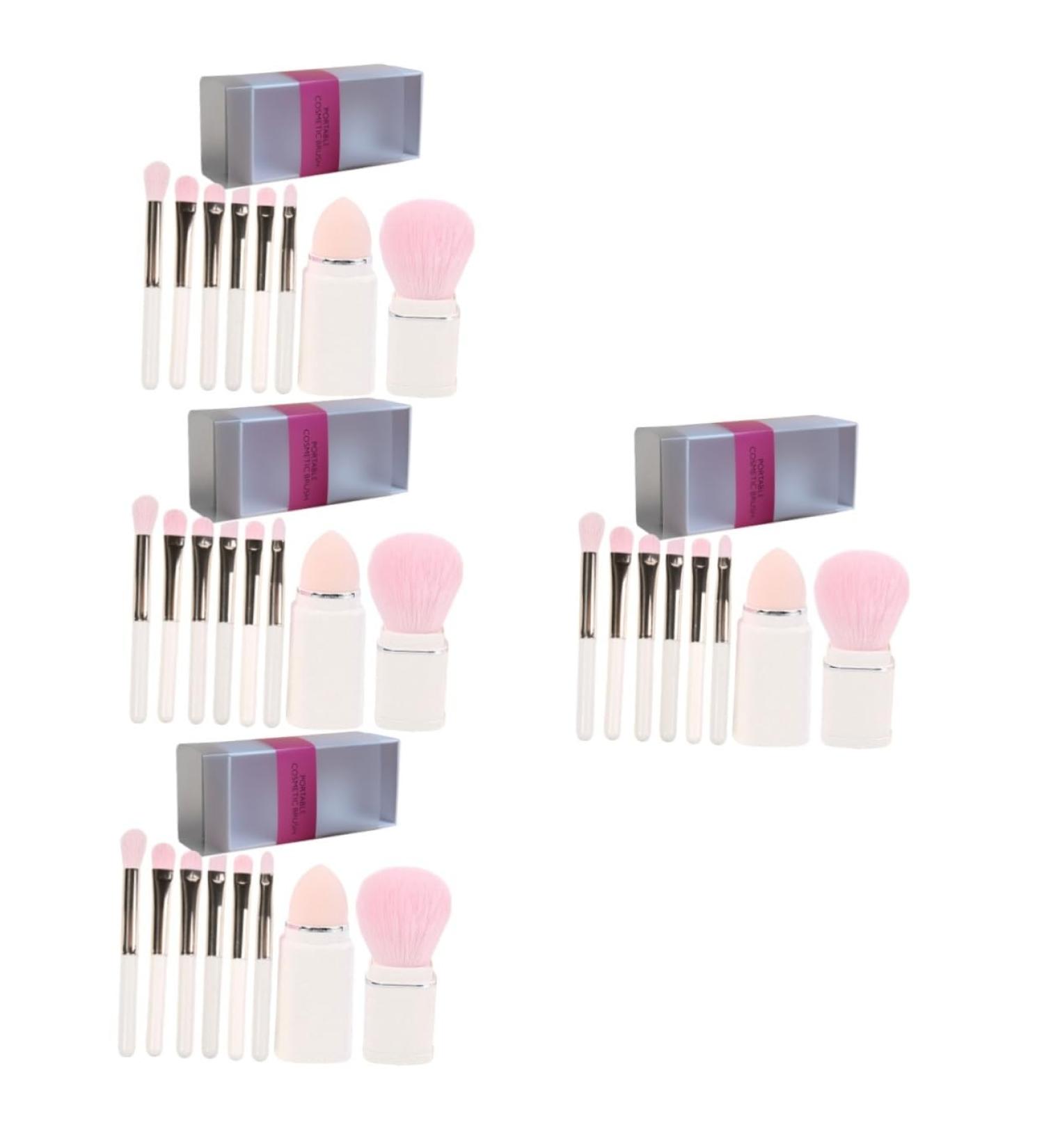 Balacoo 4 Sets Mini Makeup Brush Set Foundation Eyeshadow Blush & Sponges Perfect for Travel | Premium Artificial Fiber Makeup Brushes - Buy Online on GoSupps.com
