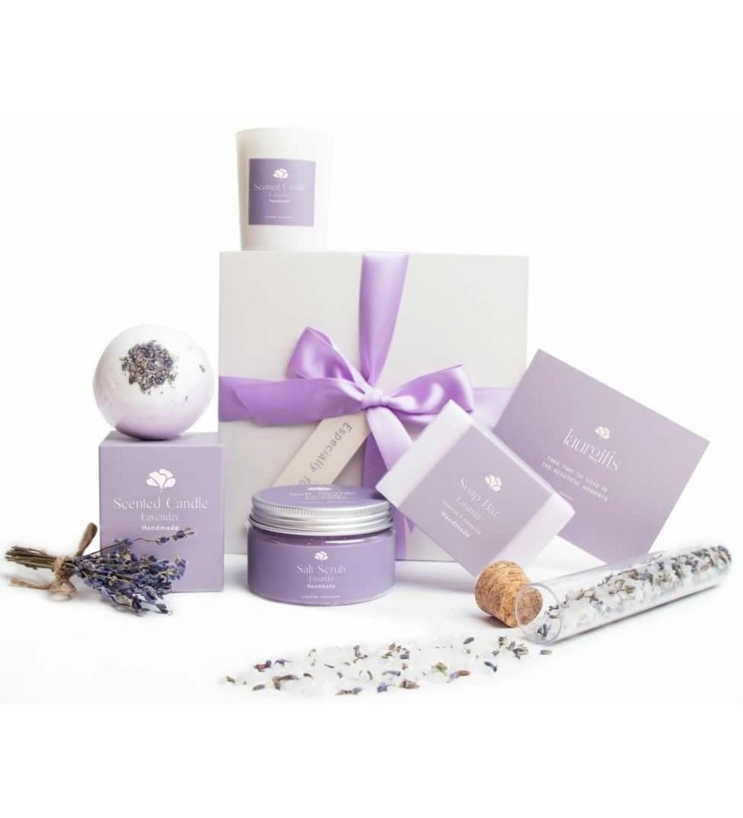 Lavender Spa Gift Box for Women - Perfect Birthday Gift with Candle & Spa Set - Relaxing Dutch Flower Fields Inspired Gifts for Mom Wife Sister Friend Coworker - Buy Online on GoSupps.com