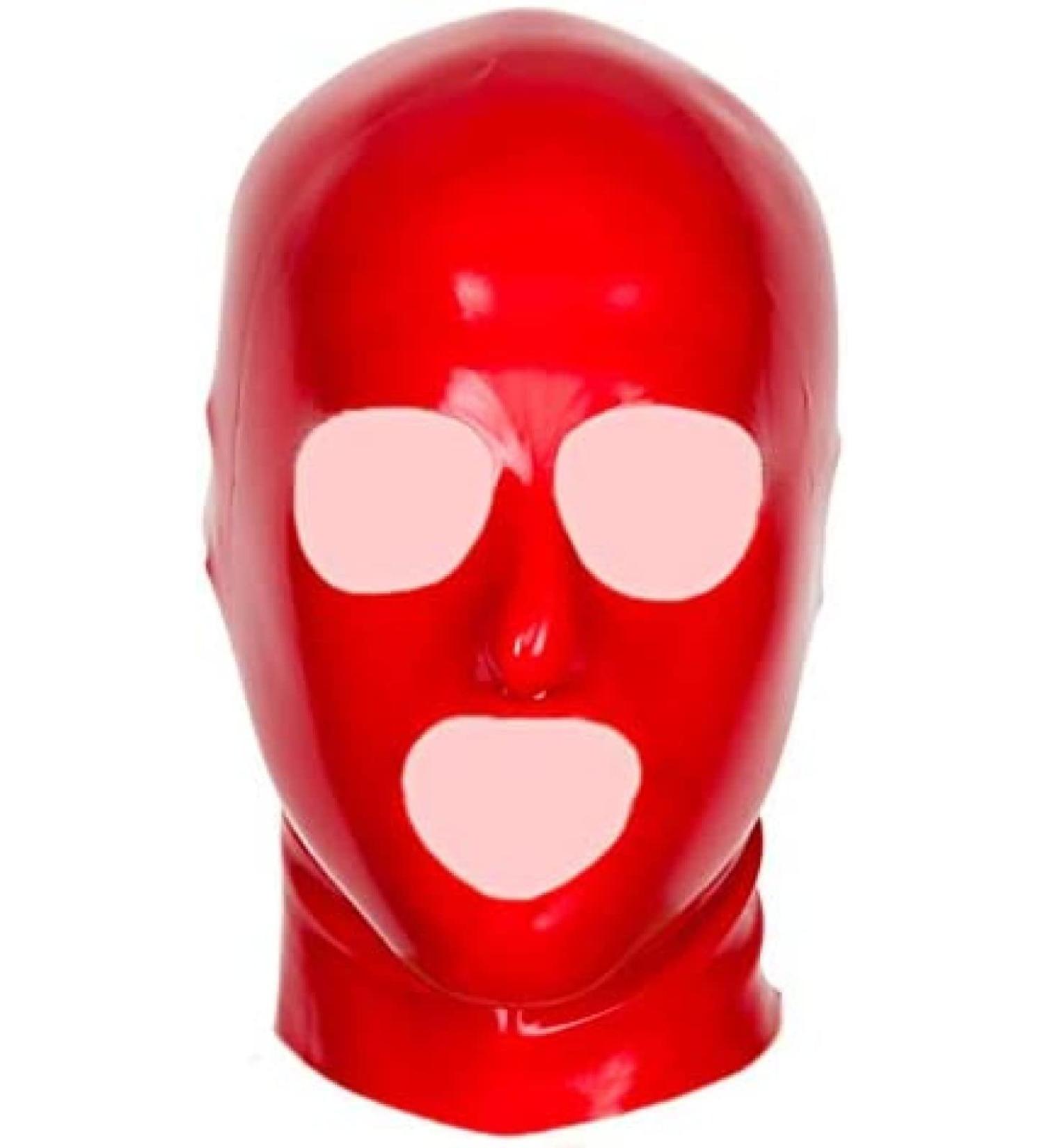 Red Latex Hood with Zipper - Eye Nose & Mouth Holes - 0.6mm Rubber | International Shipping - Buy Online on GoSupps.com