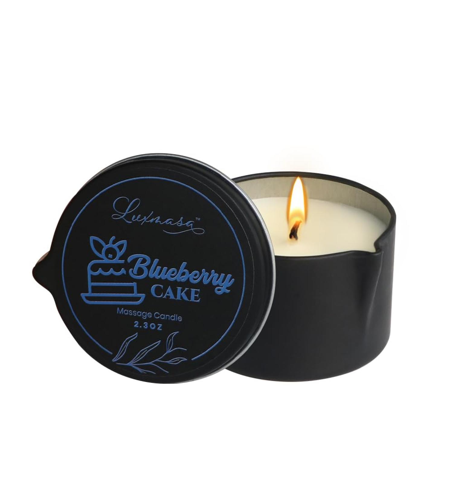 Organic Soybean Wax Essential Oil Infused Massage Oil SPA Candle for Couples Home Scented Candle for Relaxation Bluberry Cake Scent 2.35OZ Blueberry Cake - Buy Online on GoSupps.com