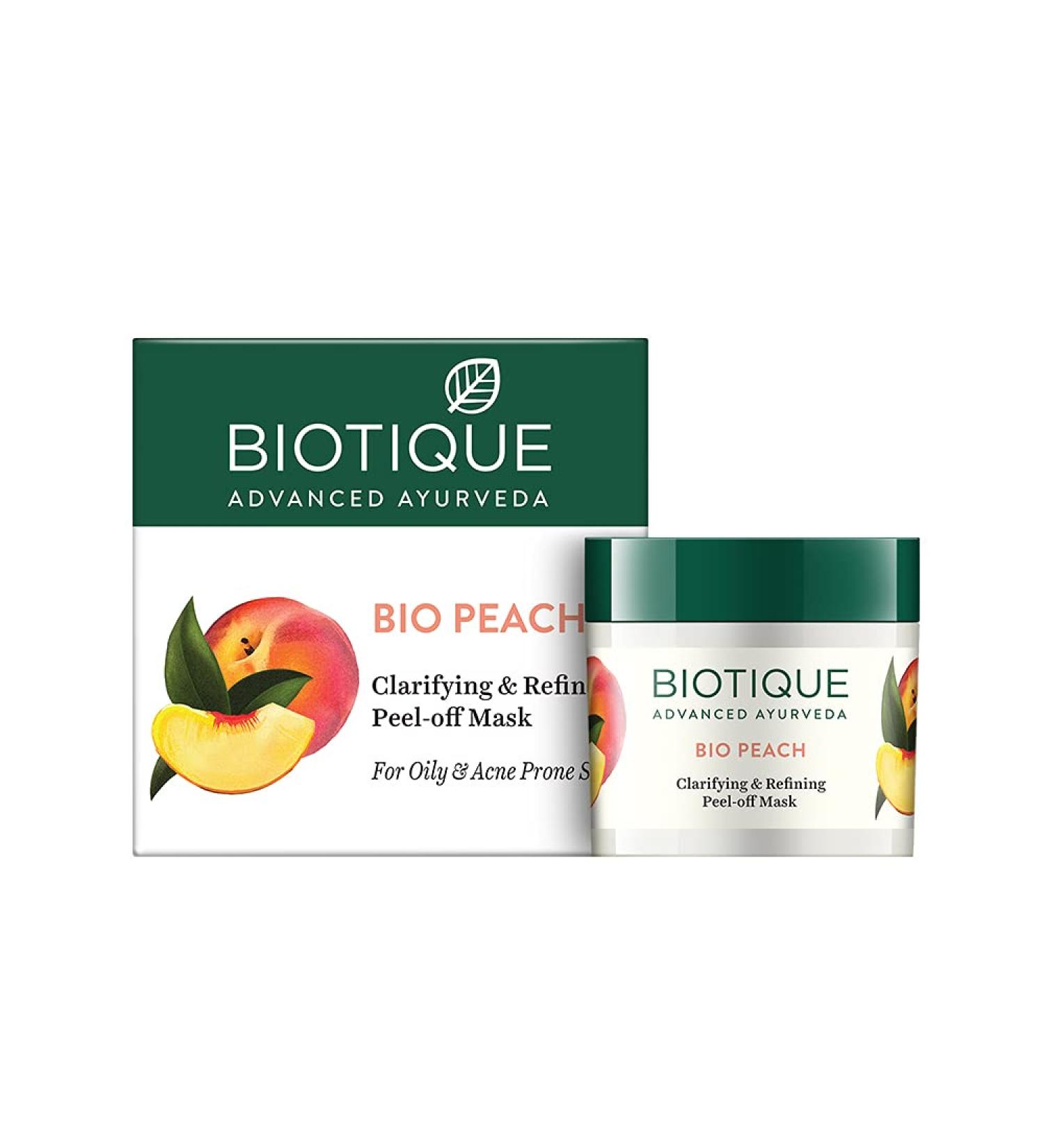 Biotique Bio Peach Peel-Off Mask for Oily & Acne Prone Skin | 50 gm - Clarifying & Refining Formula - Buy Online on GoSupps.com