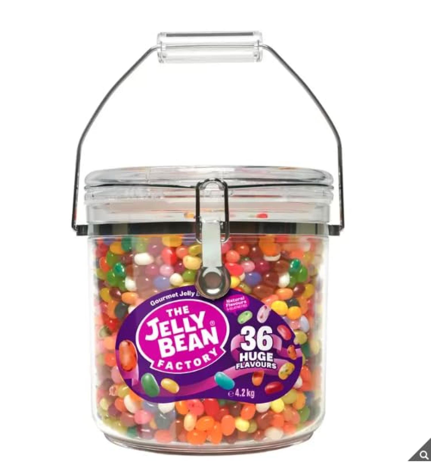 Jelly Bean Factory | Natural Colours and Flavouring Gluten Free | Gelatine Free Butterscotch | Strawberry Smoothie and Peach Bubble | Sweet 36 Flavour Mix Jar | 4.2kg