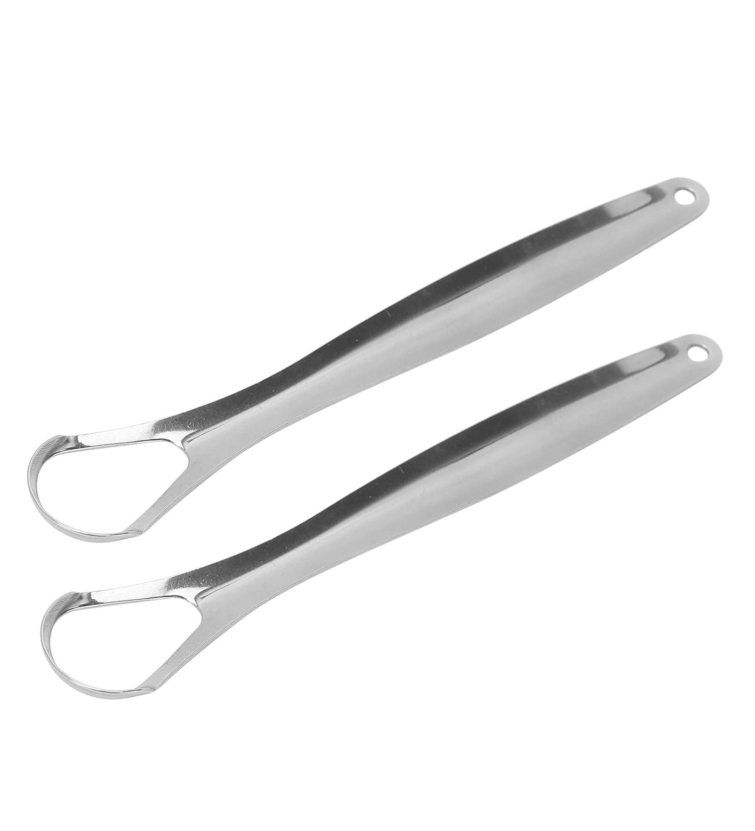 2PC Stainless Steel Tongue Scrapers for Adults - Portable & Reusable Oral Health Cleaning Tool - Buy Online on GoSupps.com