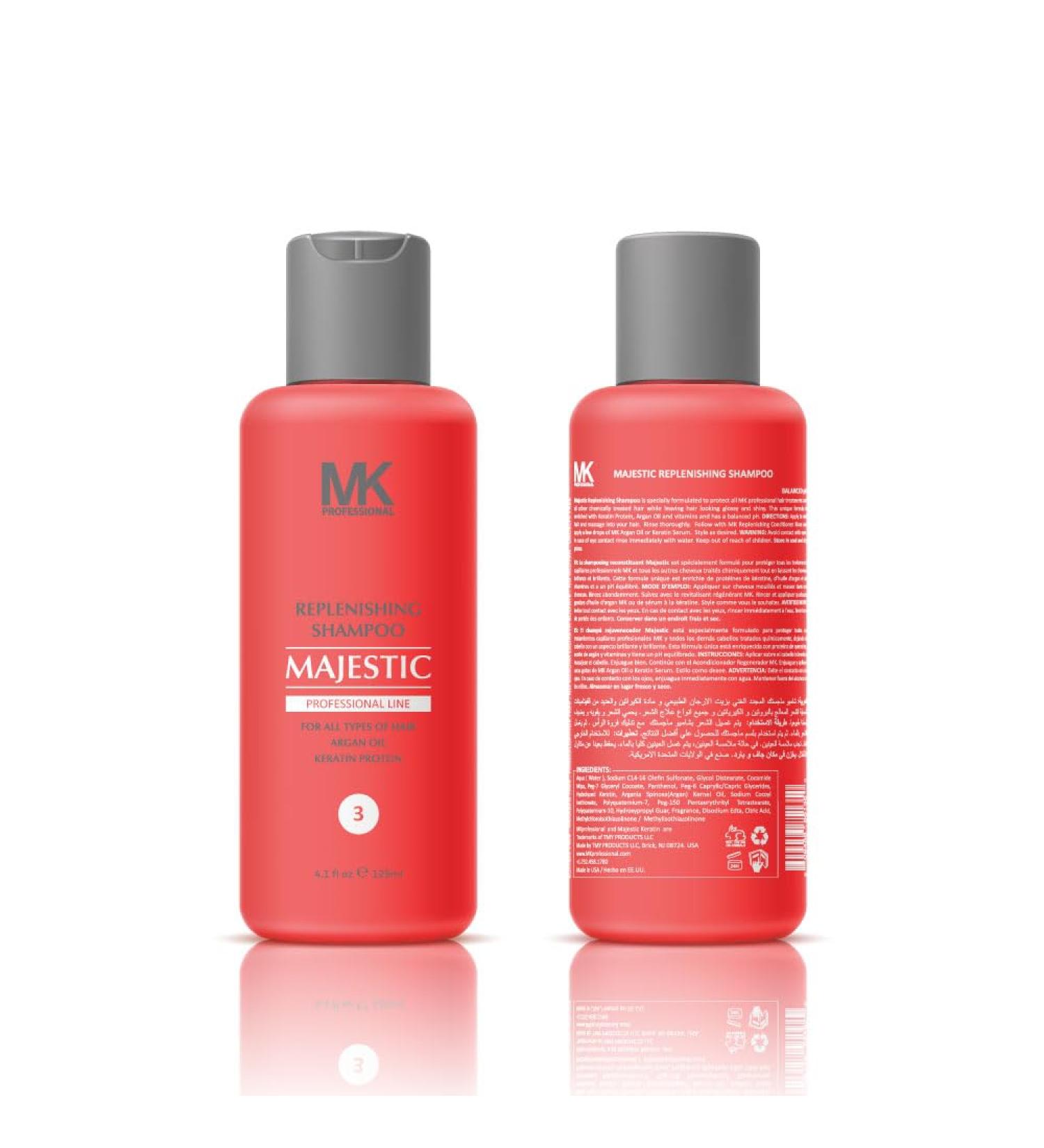 MAJESTIC KERATIN Replenishing Shampoo 4oz(125ml)-after Care- Soduim Chloride & Sulfate Free