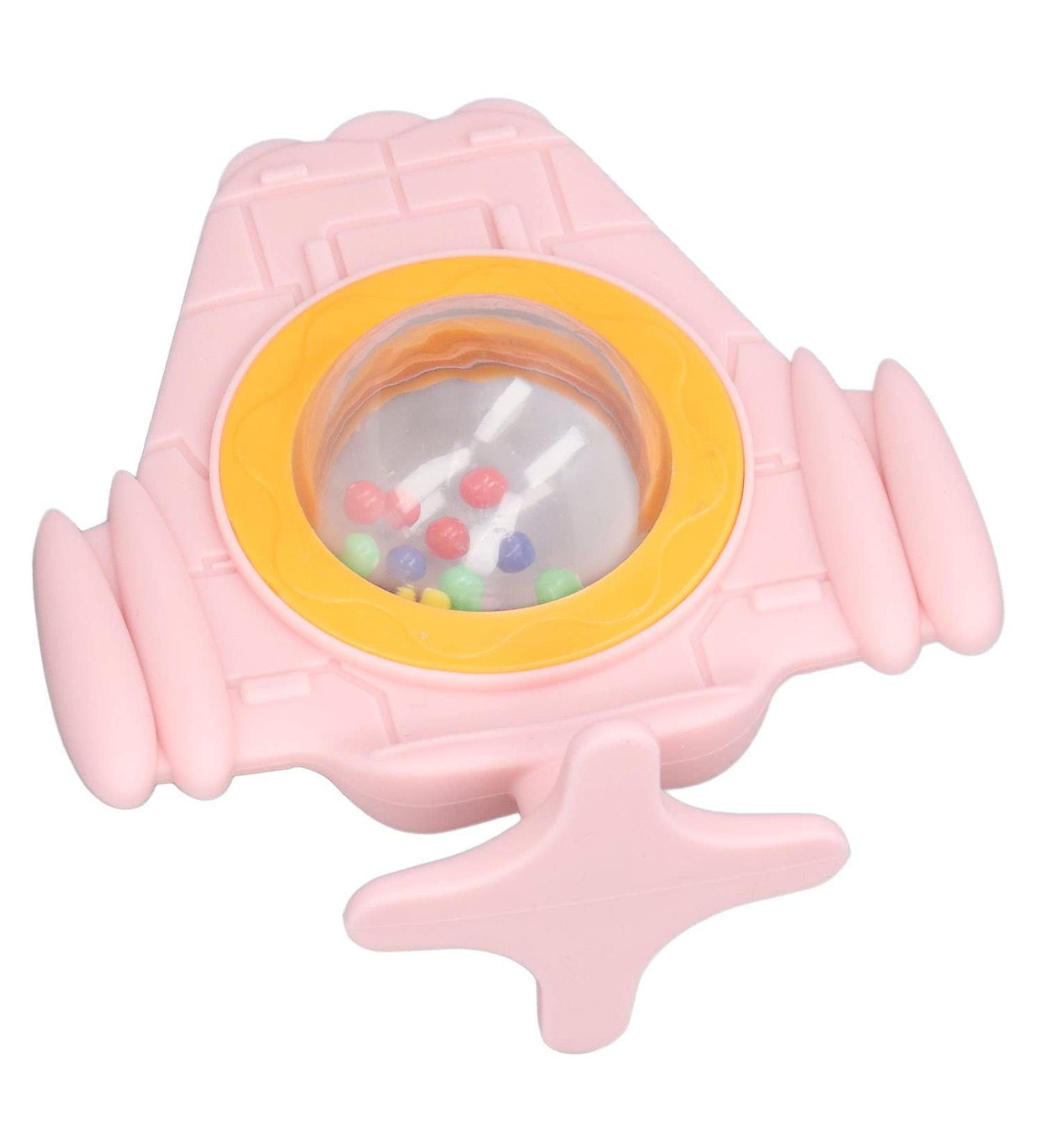 Flexible Silicone Teether - Safe Pink Airplane Shaped Teething Toy with Colorful Beads for Home & Travel - Buy Online on GoSupps.com