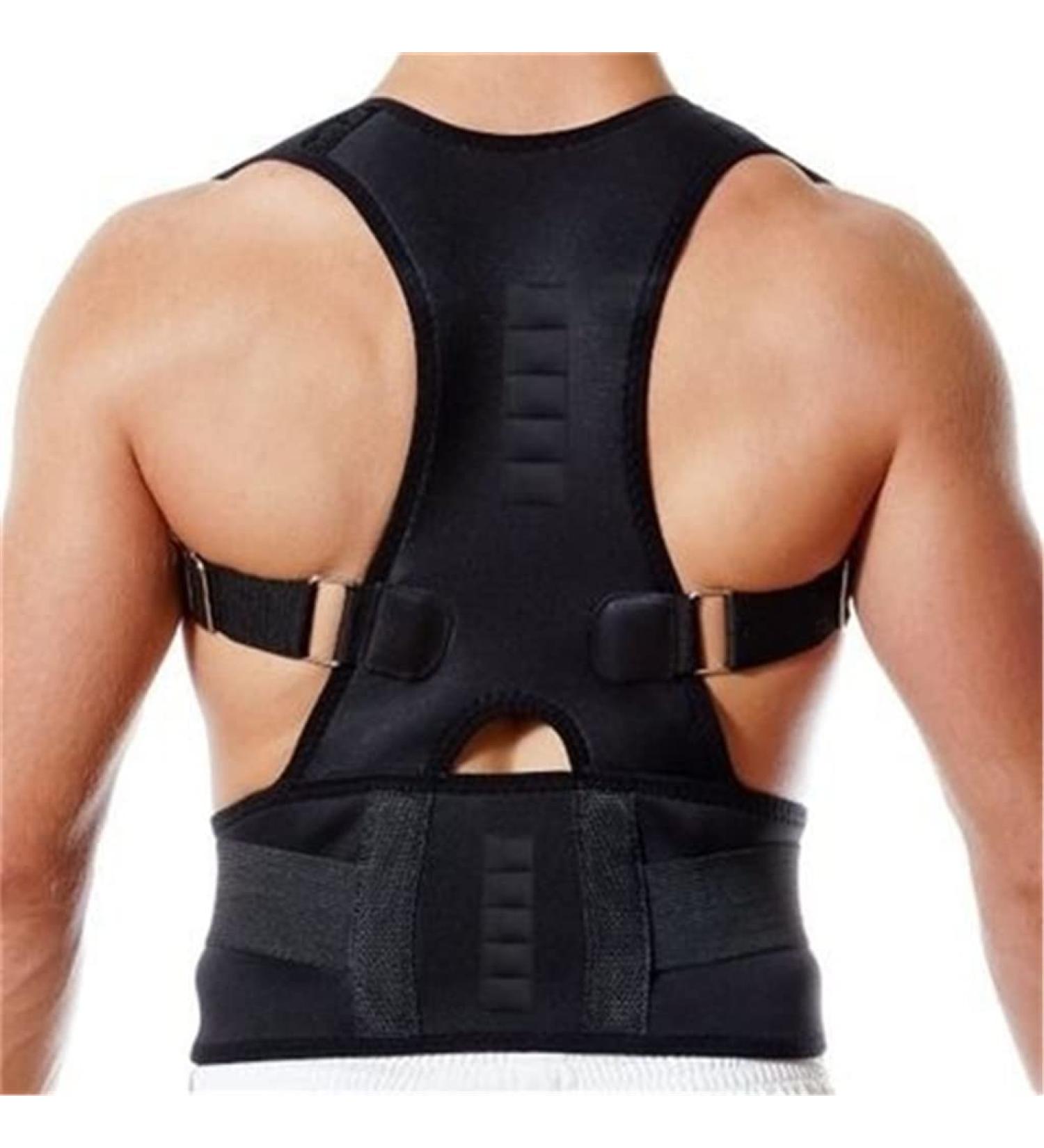 YMGSCC Adjustable Magnetic Posture Back Support Corrector Belt Band Brace Shoulder Lumbar Strap(L) Large B - Buy Online on GoSupps.com