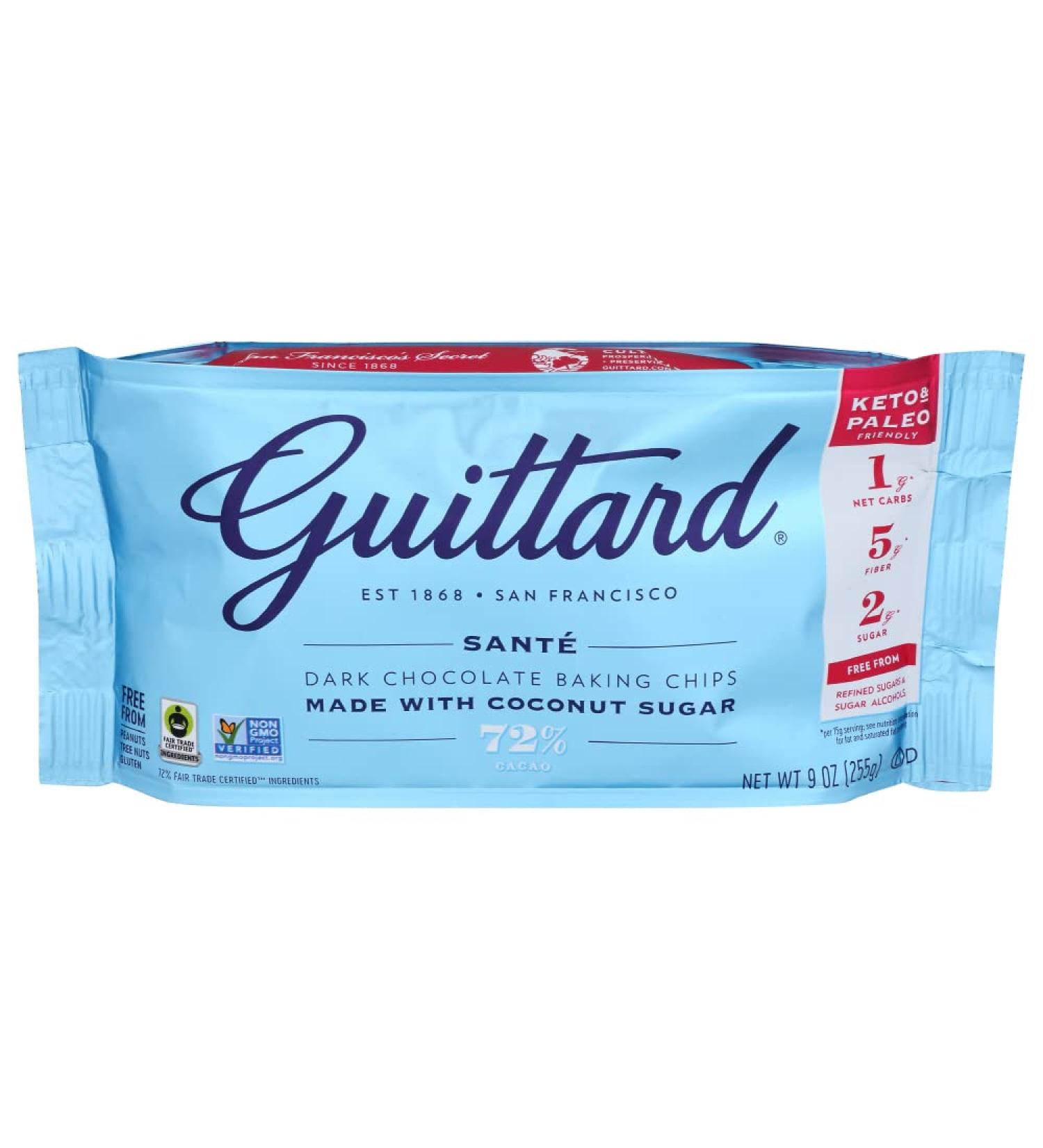 Guittard 72% Sante Dark Chocolate Baking Chips 9 oz - Premium Quality Smooth Dark Chocolate - Perfect for Baking and Snacking - Buy Online on GoSupps.com