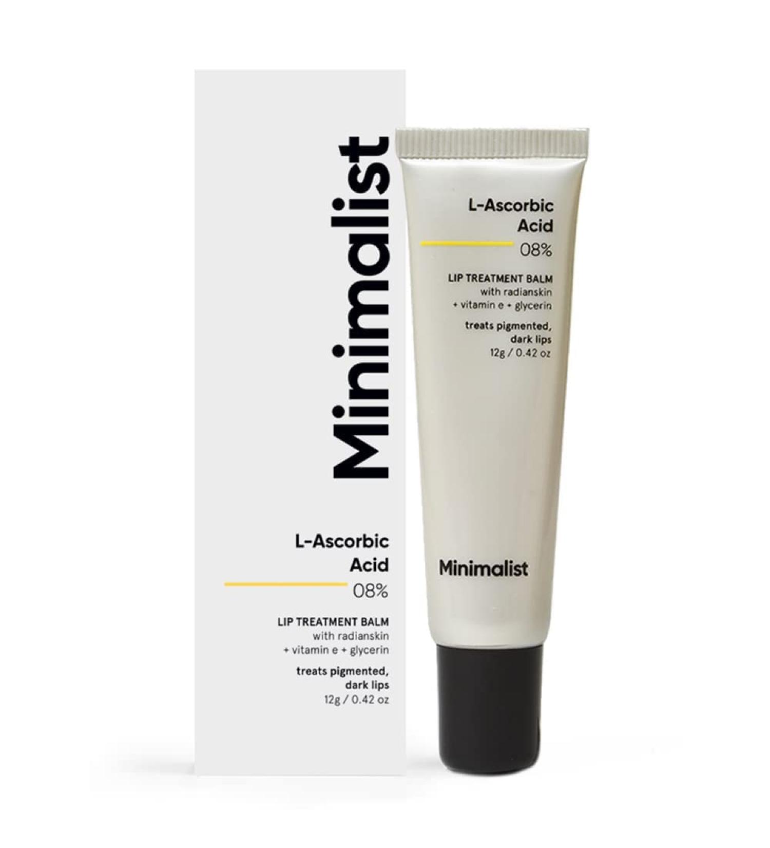Plotz Minimalist 8% L-Ascorbic Acid Lip Treatment Balm - Nourishing Vitamin E & Glycerine for Pigmented & Dark Lips | 12 gm - Buy Online on GoSupps.com