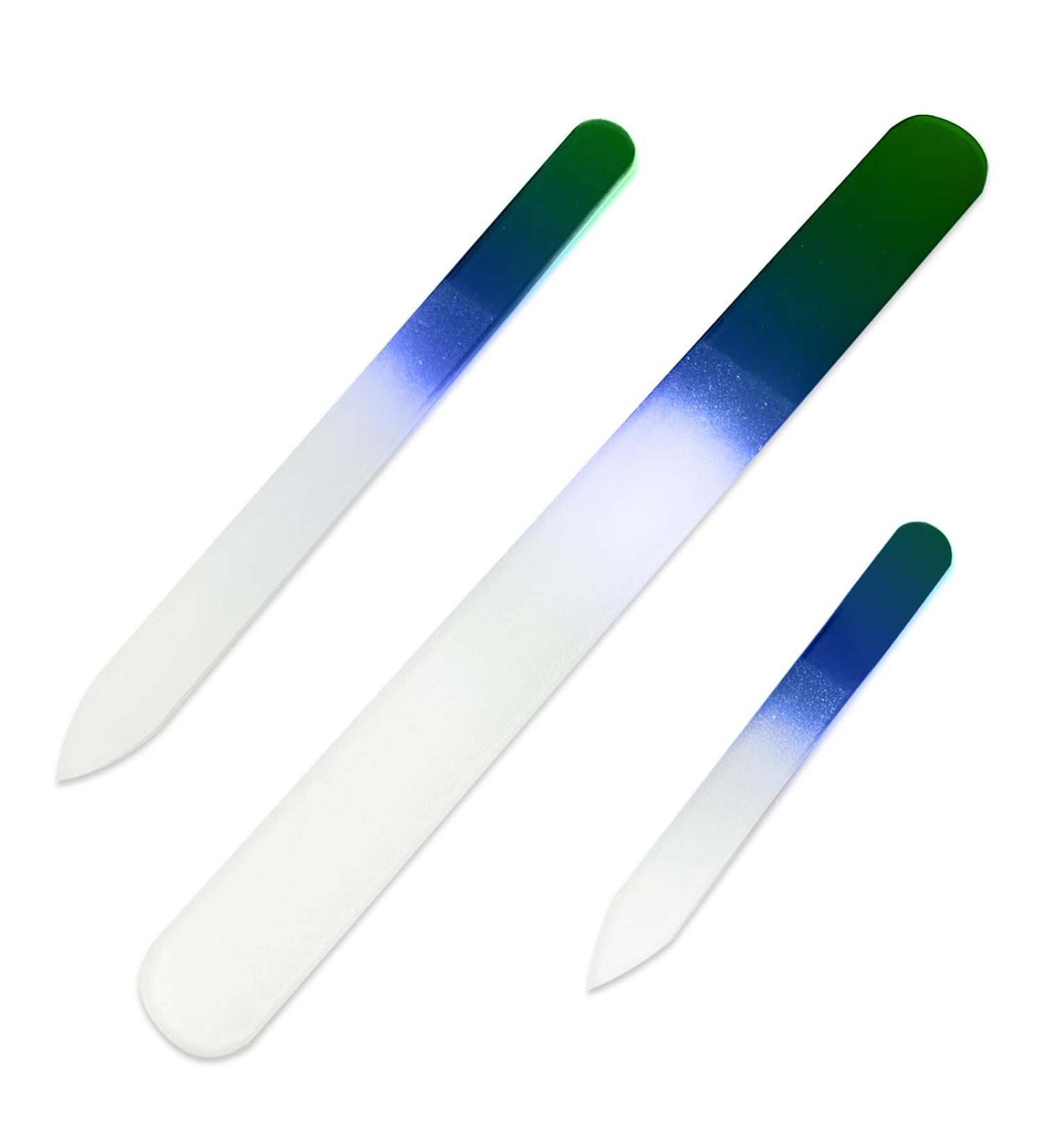 3 Pack Premium Crystal Glass Nail File Set in Pouch - Green Series - Buy Online on GoSupps.com