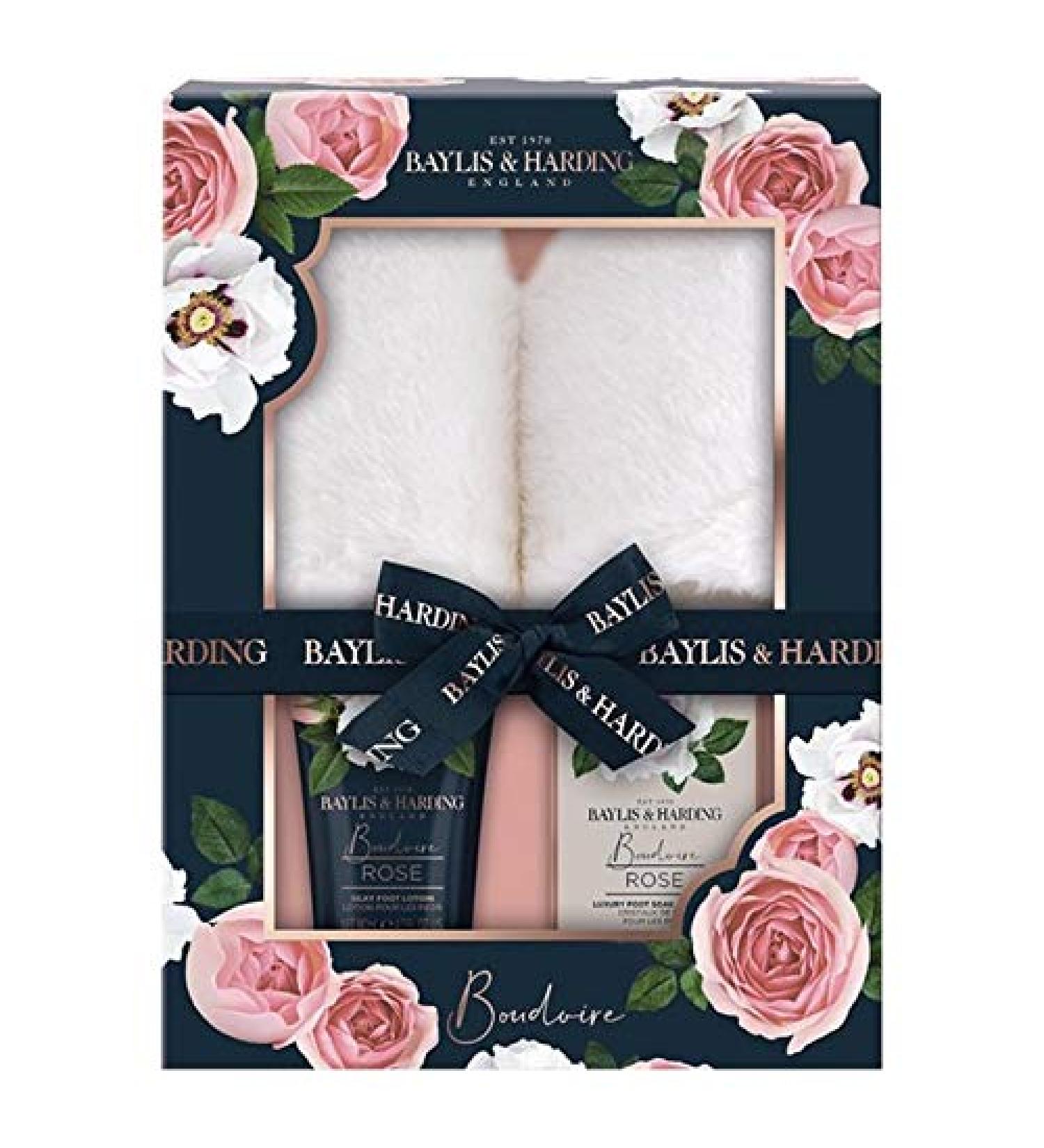 Baylis & Harding Boudoire Rose Luxury Slipper Gift Set (Pack of 1) - Vegan Friendly Rose Slipper Gift